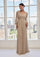 Mother of the Bride Dresses Long Sleeve Metallic Formal Dress Rose Gold