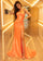 Prom Dresses Long Formal Fitted Slit Prom Dress Tangerine