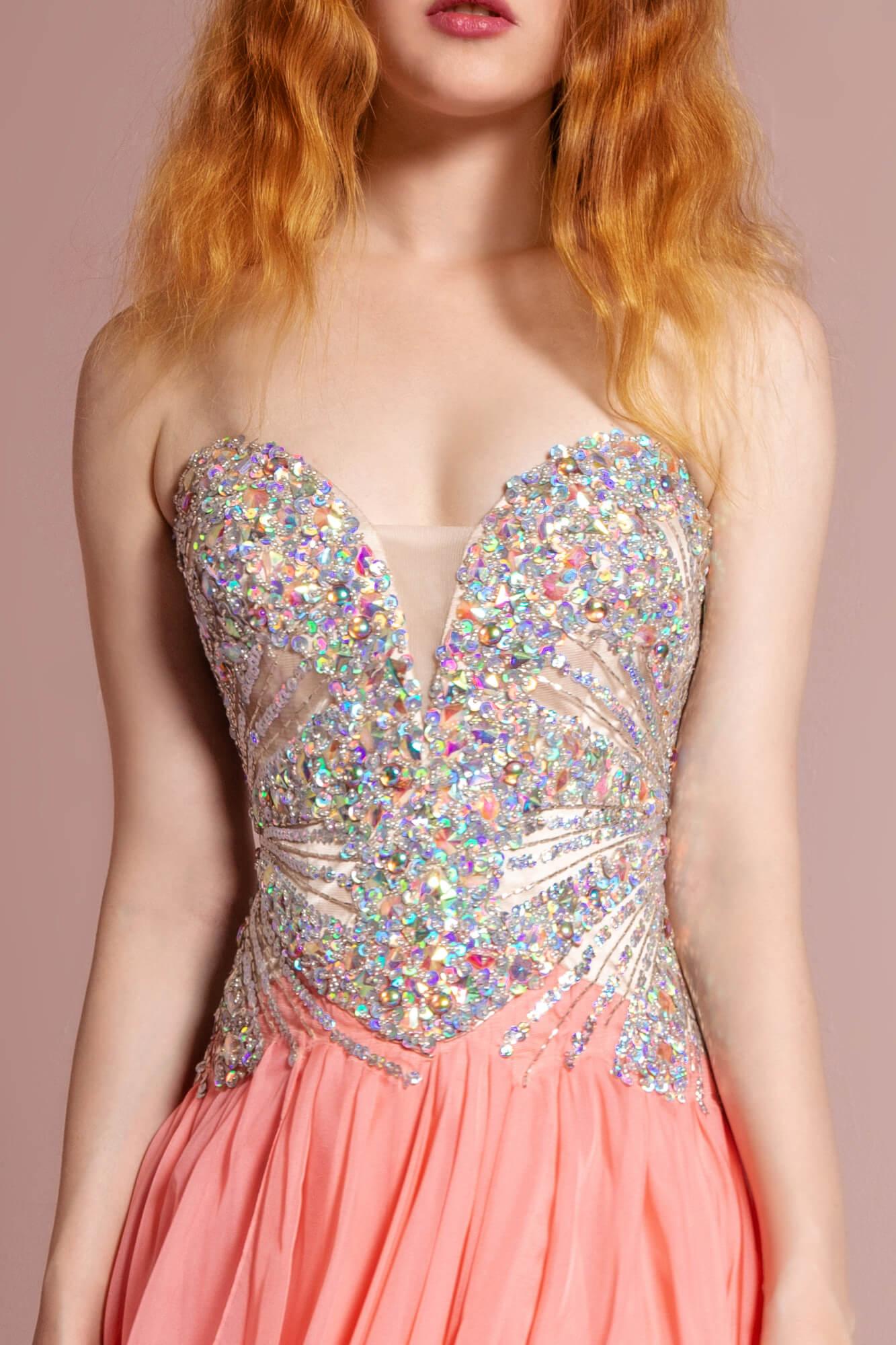 Prom Formal Strapless Sweetheart Chiffon Long Dress - The Dress Outlet Elizabeth K