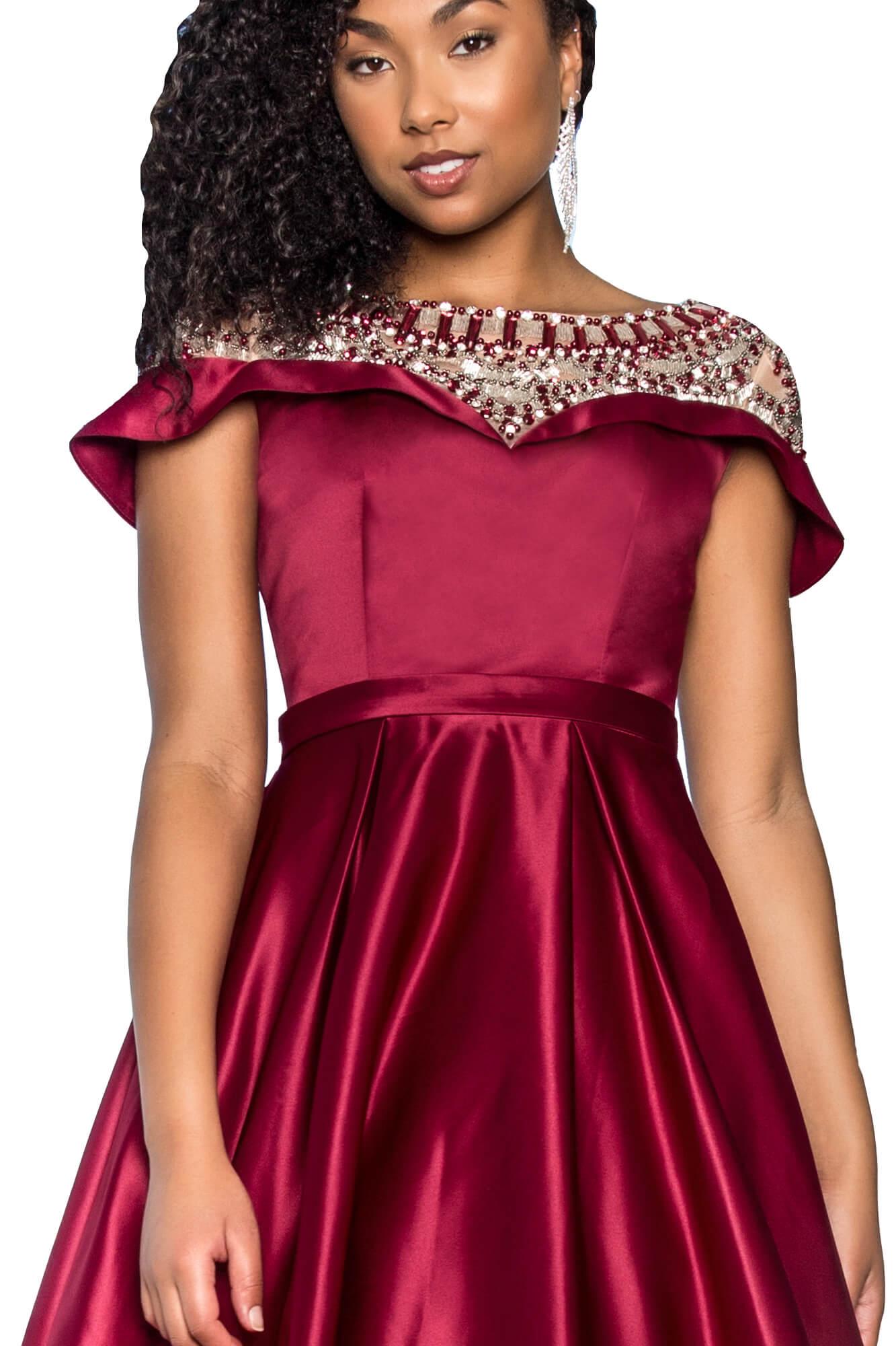 Prom Long Cap Sleeve Evening Ball Gown with Pockets - The Dress Outlet Elizabeth K