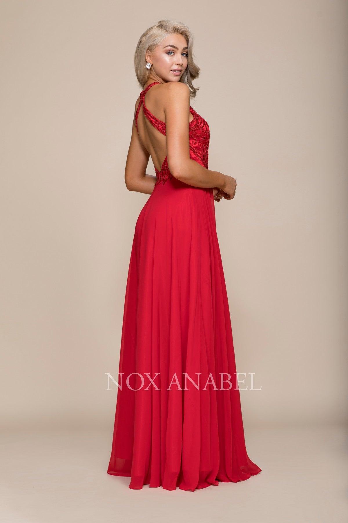 Prom Long Formal Halter Chiffon Dress - The Dress Outlet