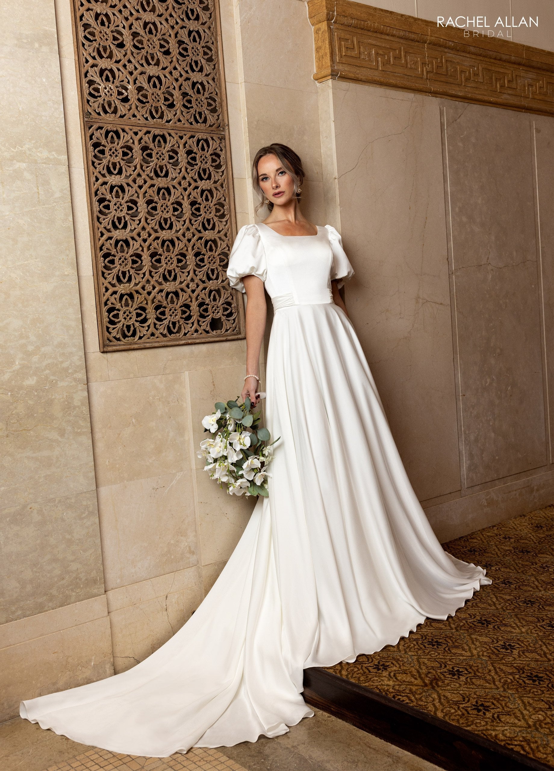 Wedding Dresses Long Puff Sleeve Wedding Dress Ivory