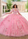 Long Applique Ball Gown Cape Only Pink