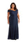 R&M Richards Plus Size Long Formal Lace Gown Navy