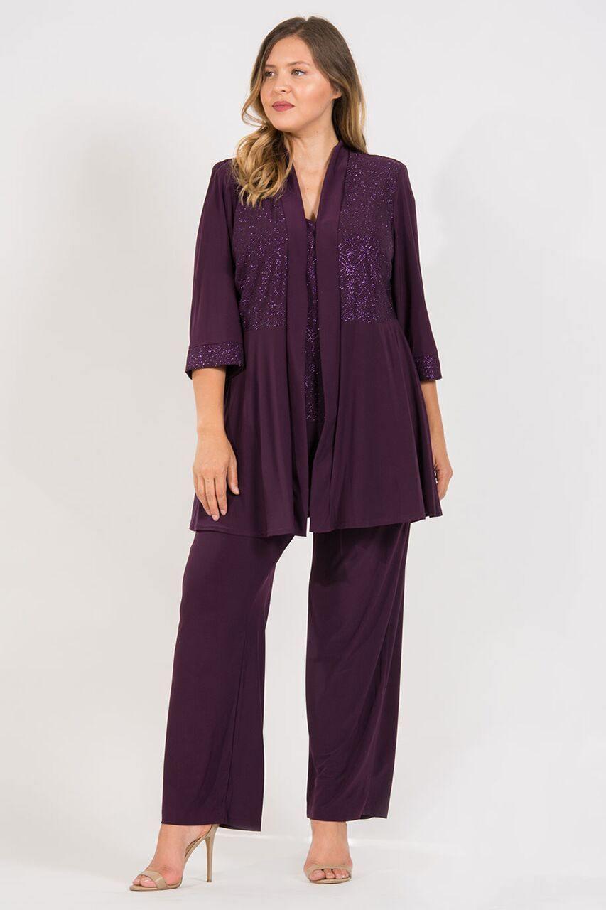 R&M Richards Formal Jacket Pant Suit Plum