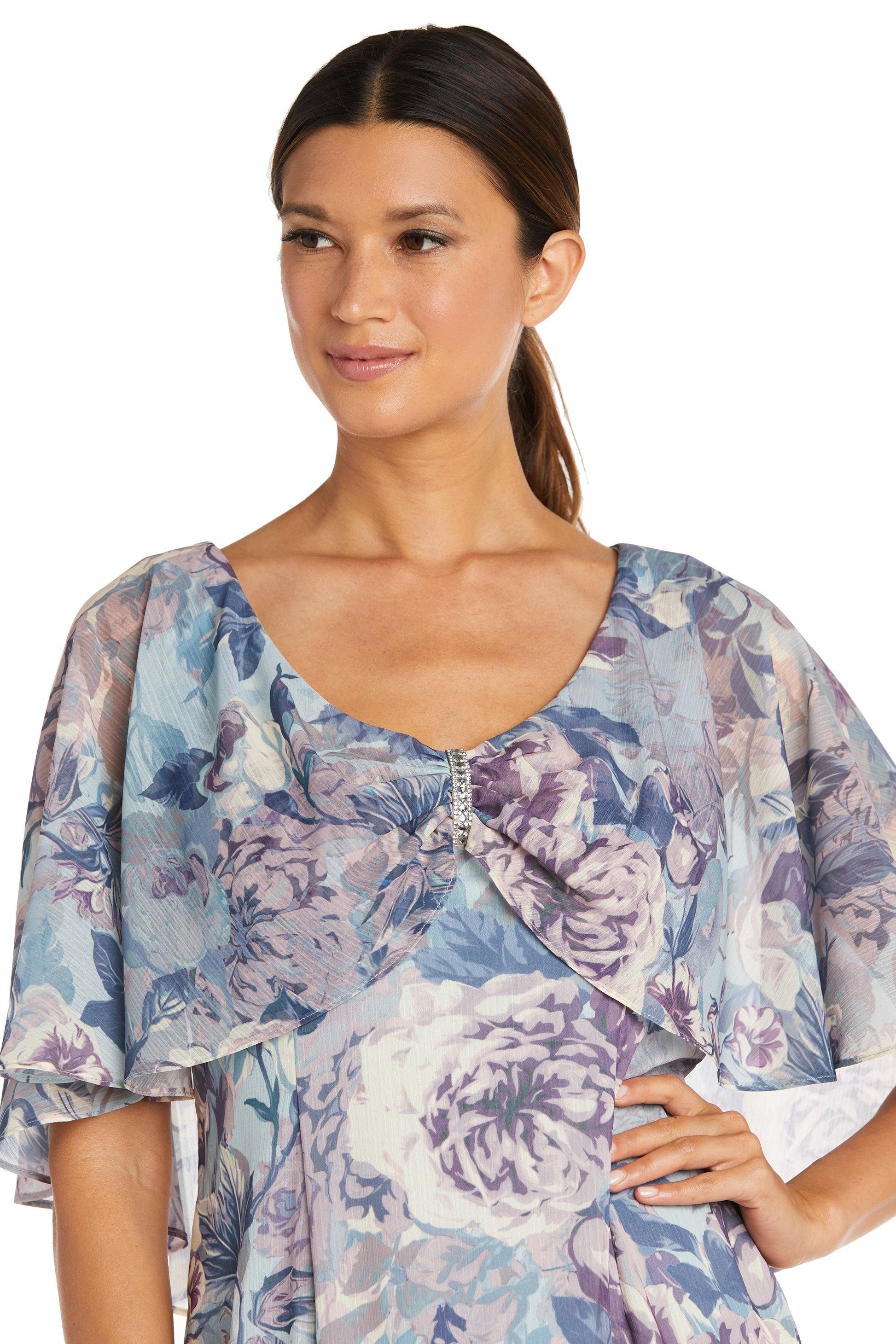 R&M Richards High Low Floral Chiffon Dress 7950 - The Dress Outlet