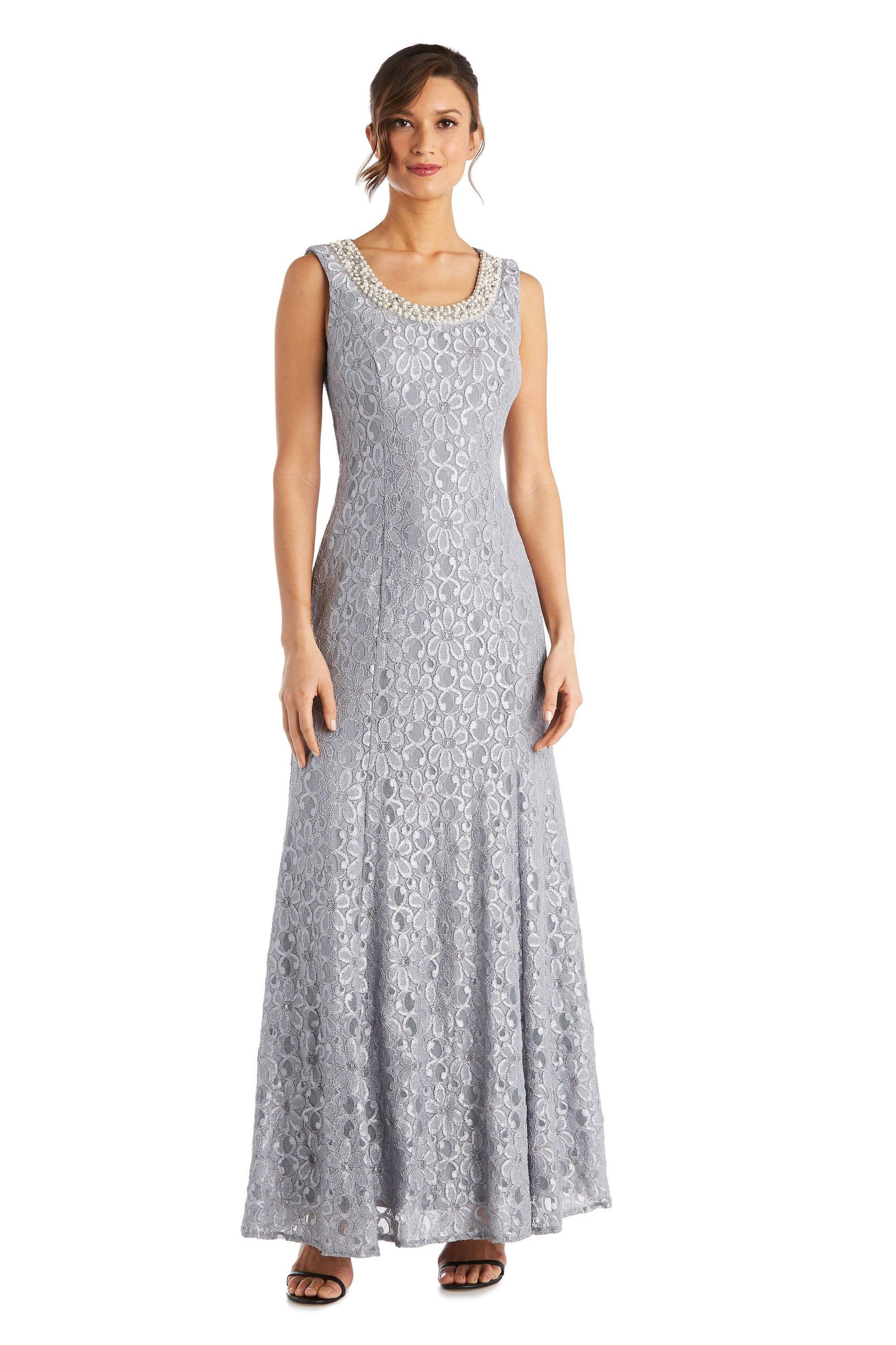R&M Richards Long Formal Beaded Petite Dress 2382P - The Dress Outlet