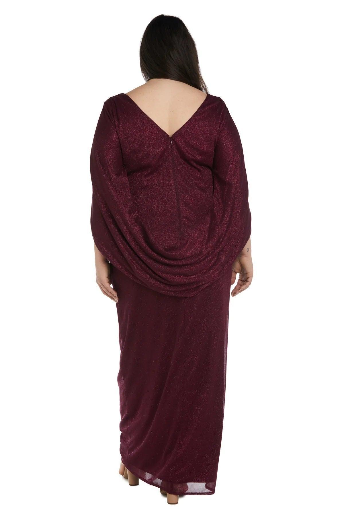 R&M Richards Long Formal Glitter Chiffon Dress 7424 - The Dress Outlet