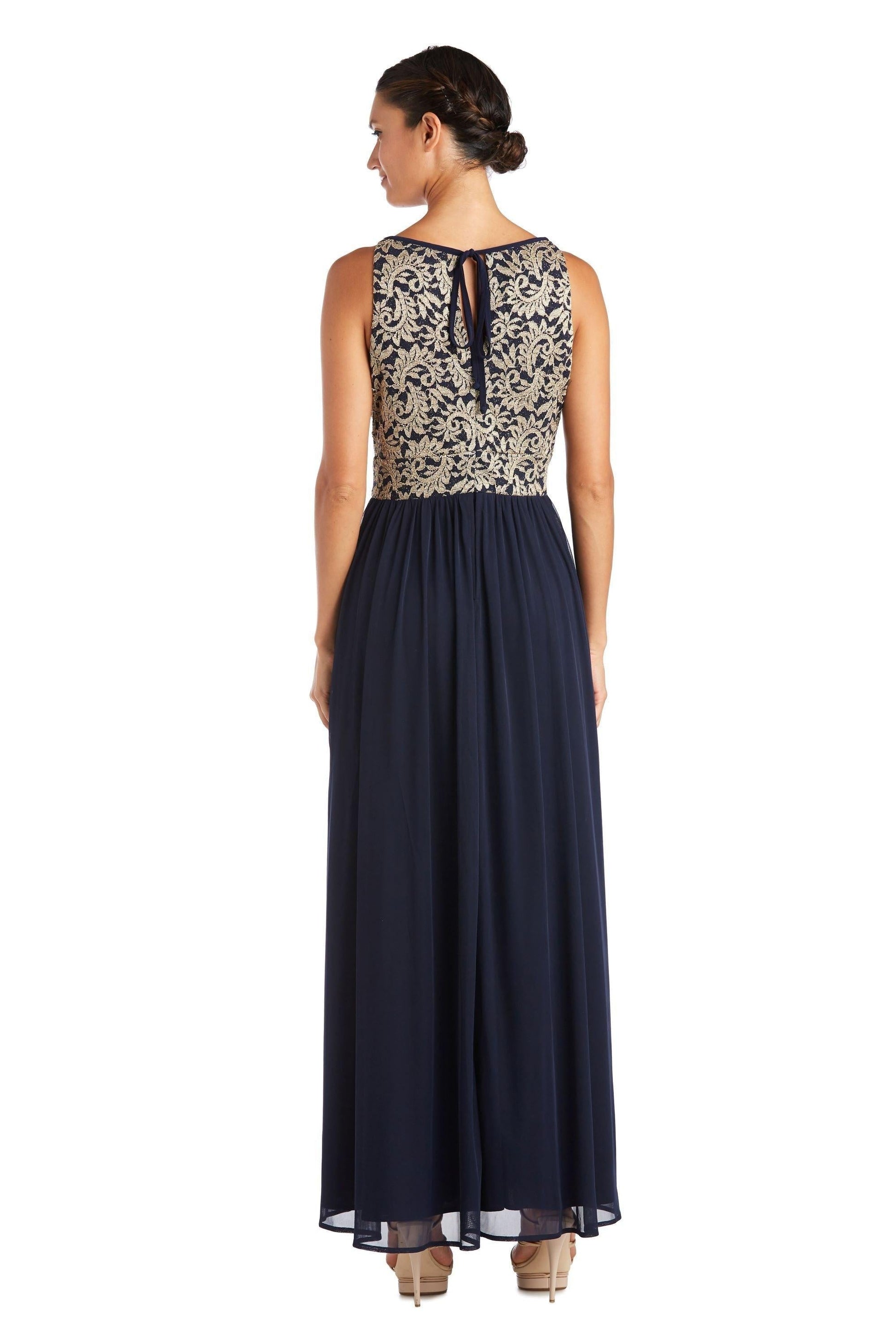 R&M Richards Long Formal Glitter Petite Dress 7275P - The Dress Outlet