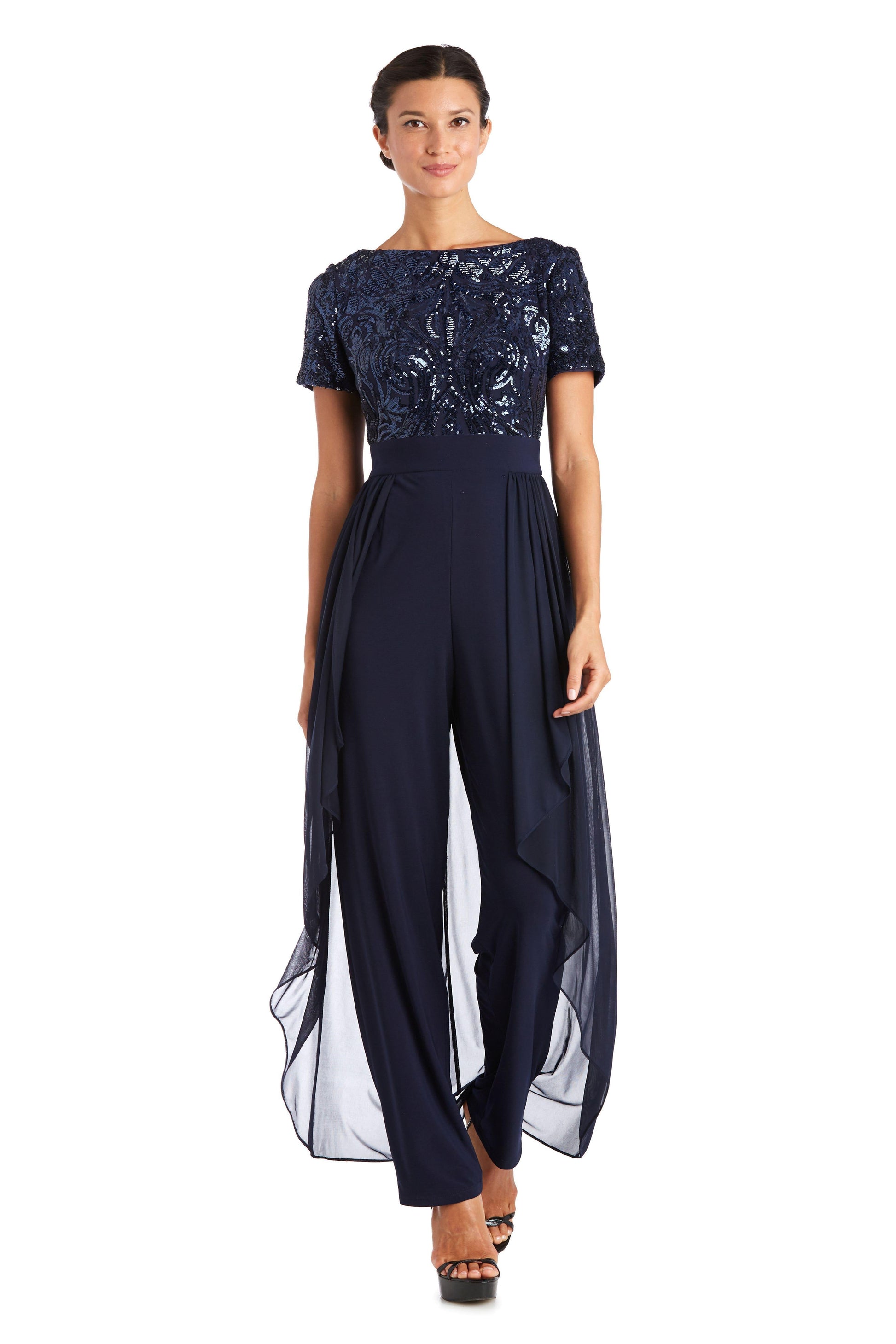 R&M Richards Long Formal High Low Jumpsuit 7632 - The Dress Outlet