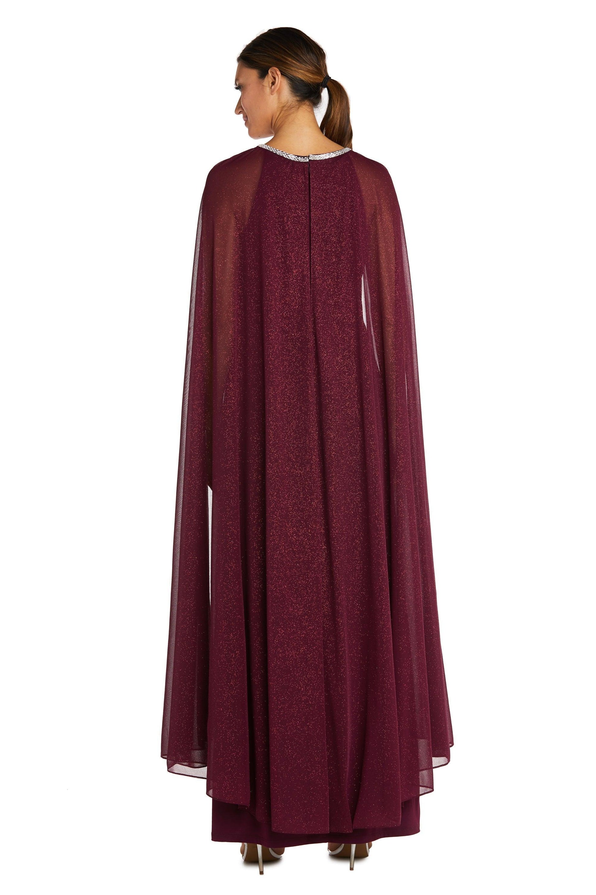 R&M Richards Long Formal Petite Cape Dress 2662P - The Dress Outlet
