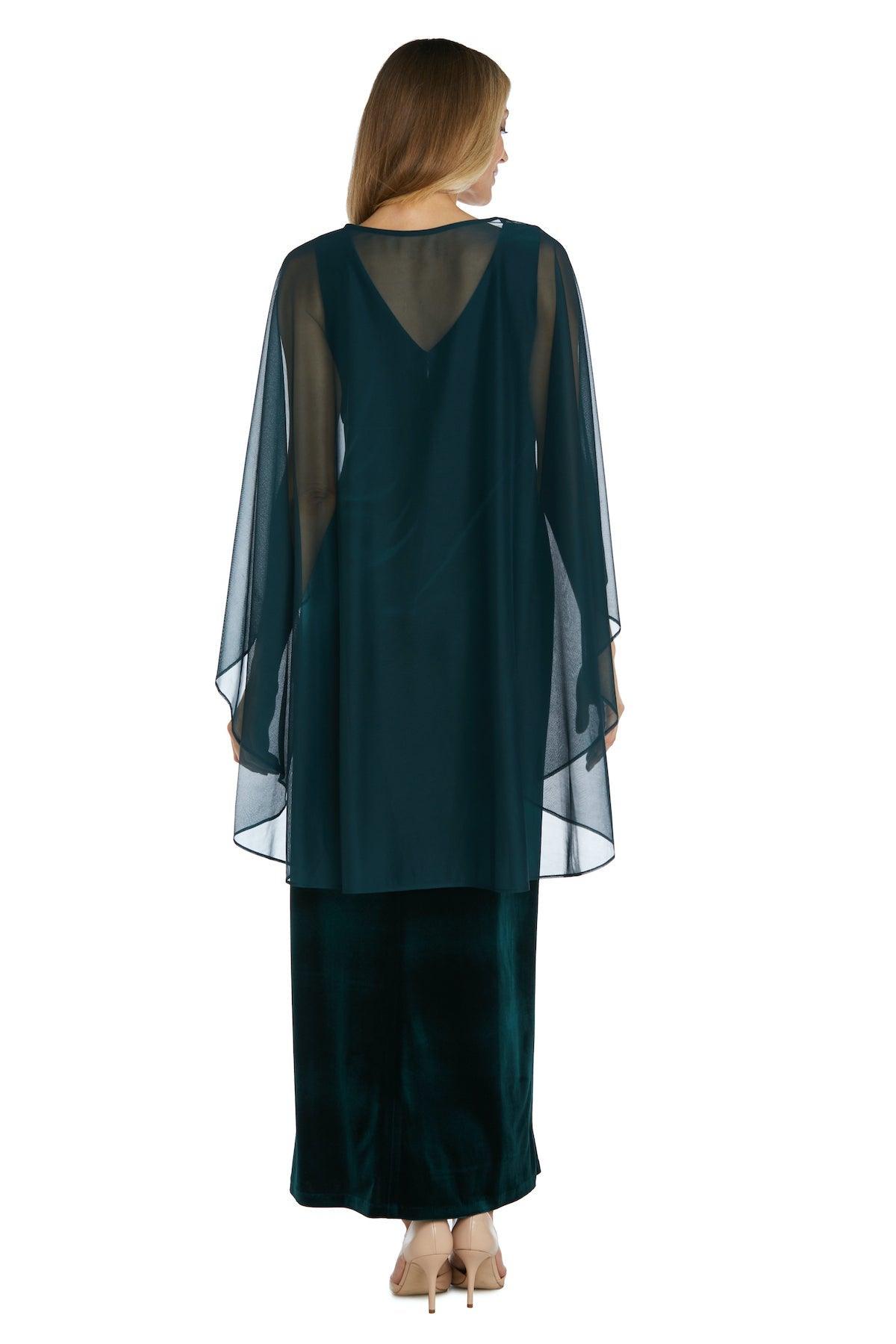 R&M Richards Long Formal Petite Cape Dress 2668P - The Dress Outlet