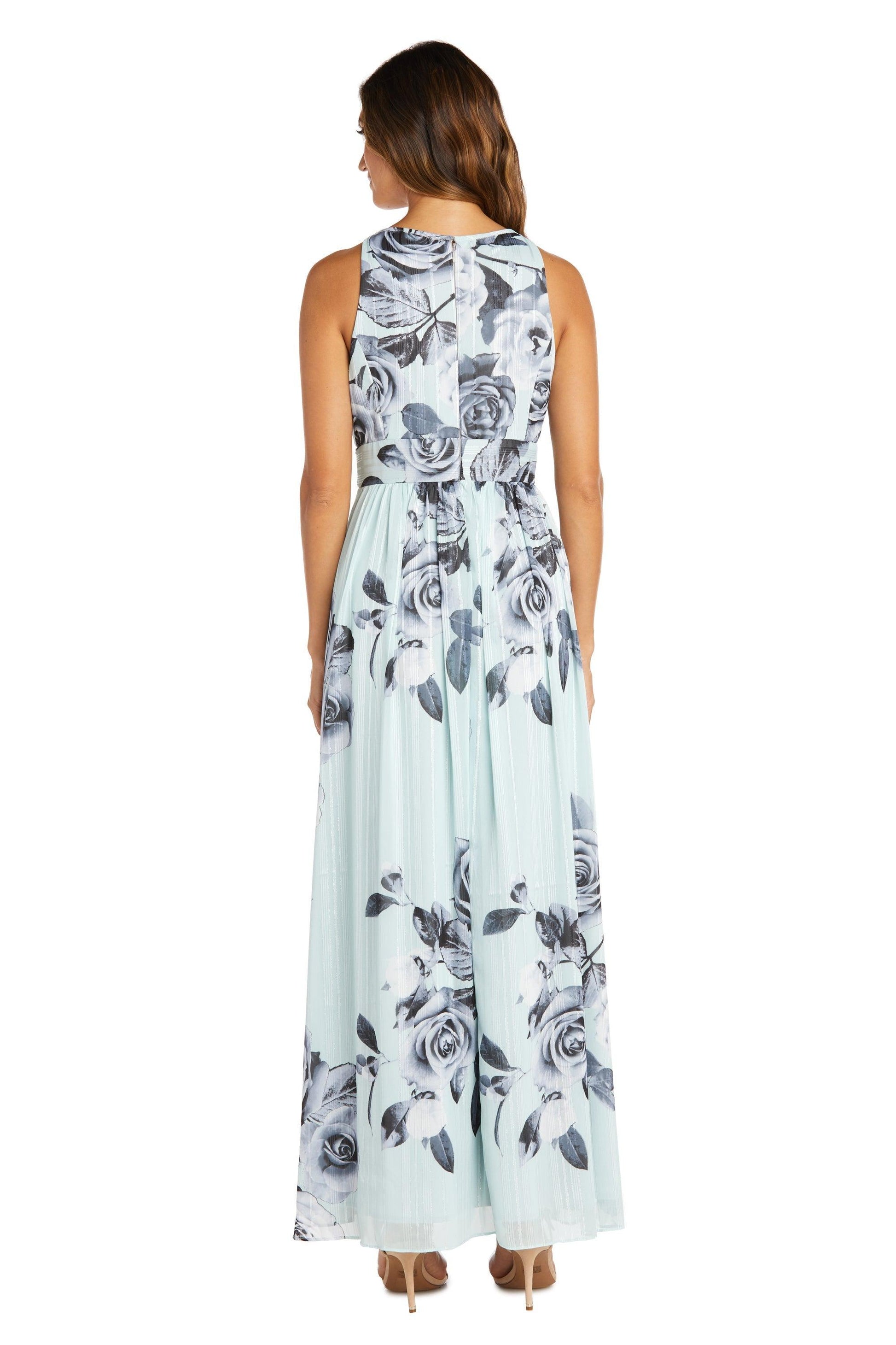 R&M Richards Long Formal Petite Halter Dress 7045P - The Dress Outlet