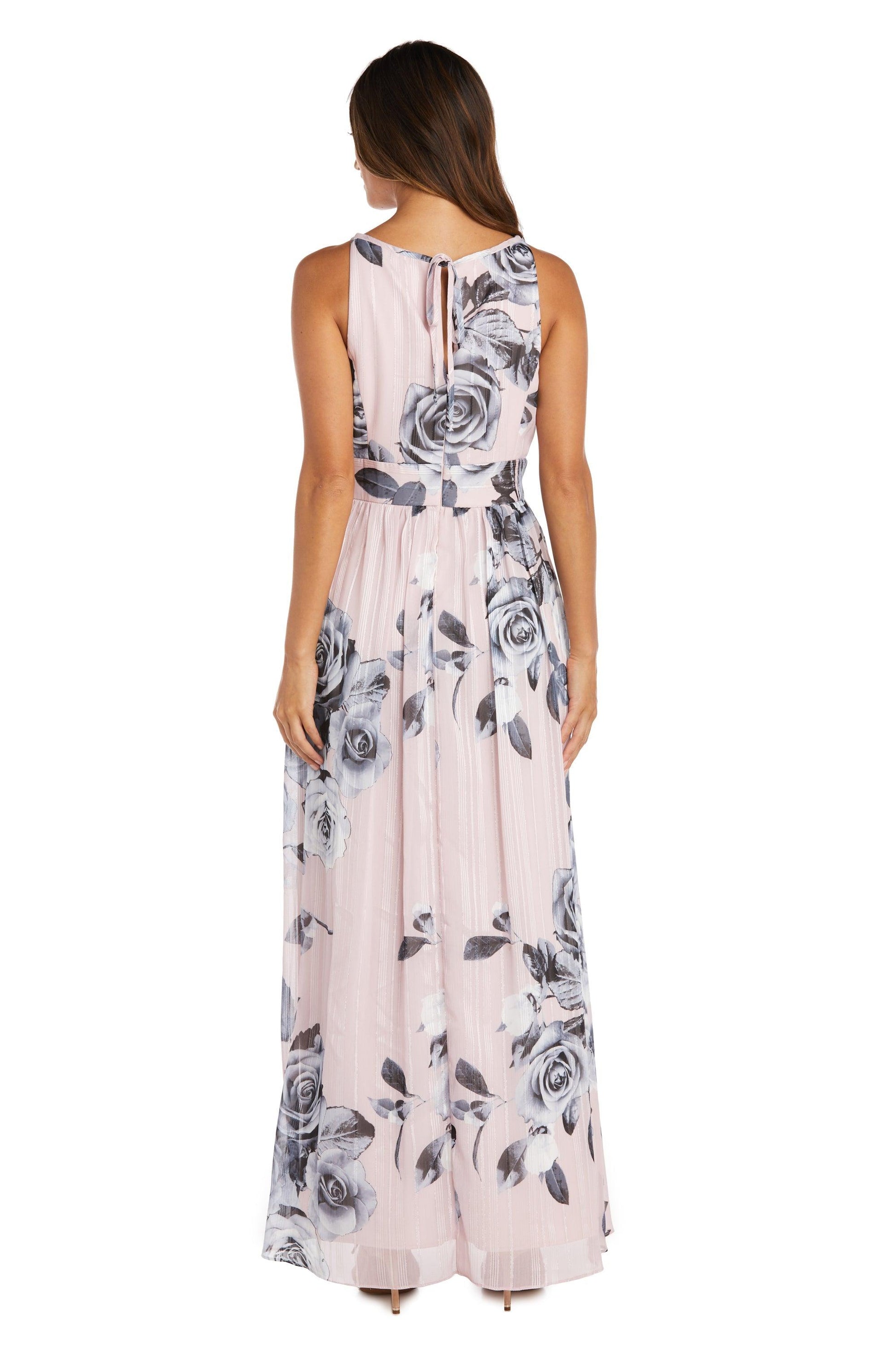 R&M Richards Long Formal Petite Halter Dress 7045P - The Dress Outlet
