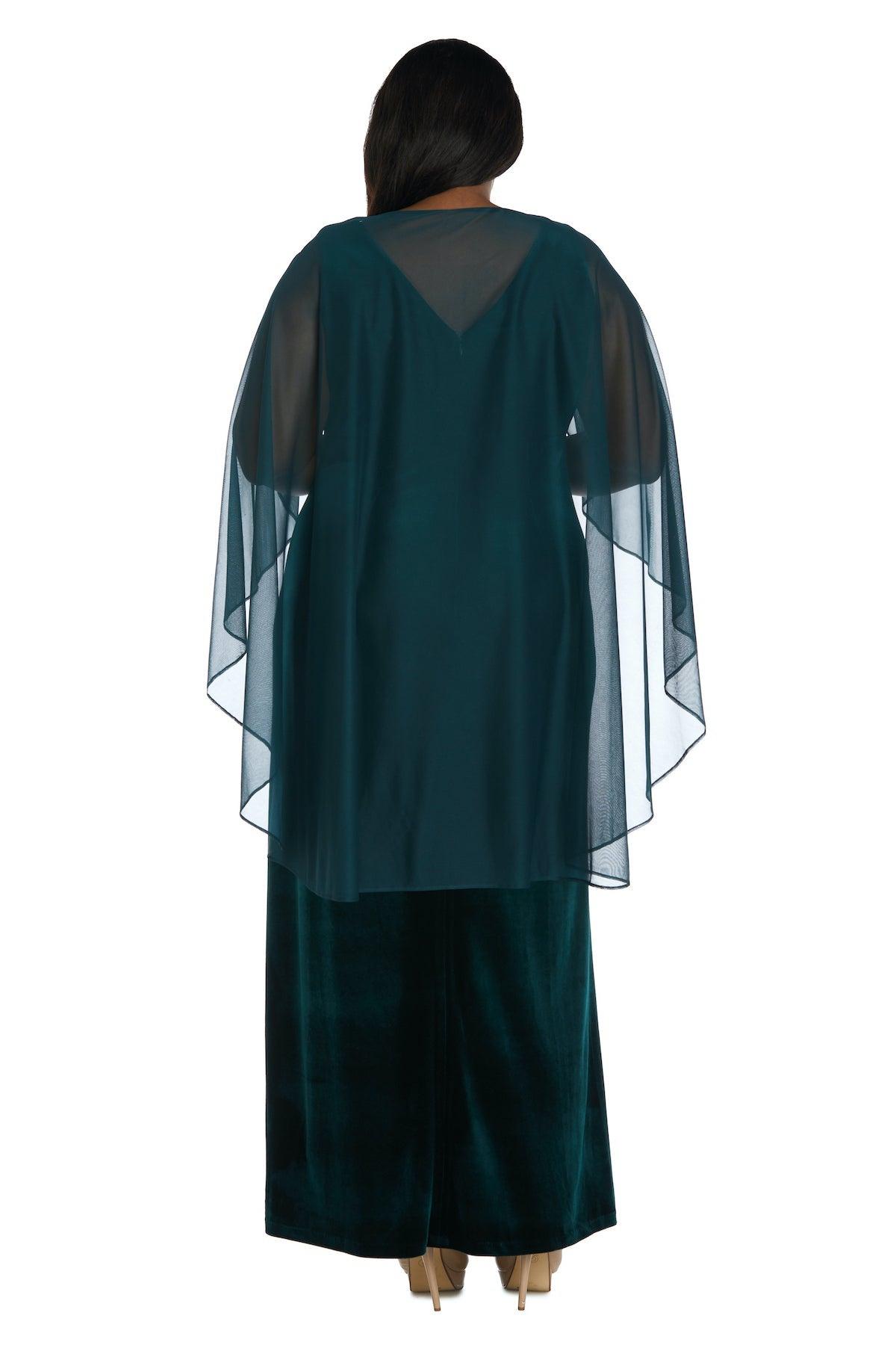 R&M Richards Long Plus Size Velvet Cape Dress 2668W - The Dress Outlet