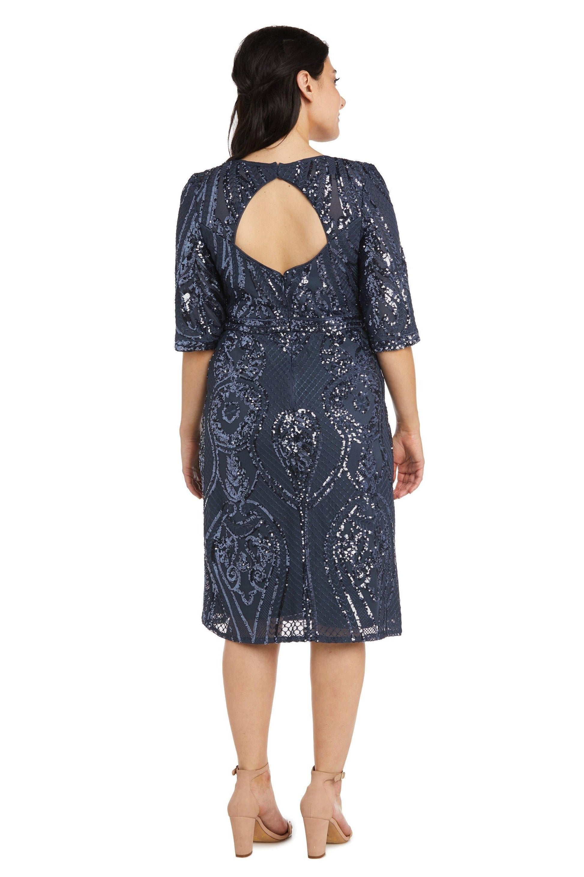R&M Richards Petite Long Sleeve Short Dress 7434P Sale - The Dress Outlet