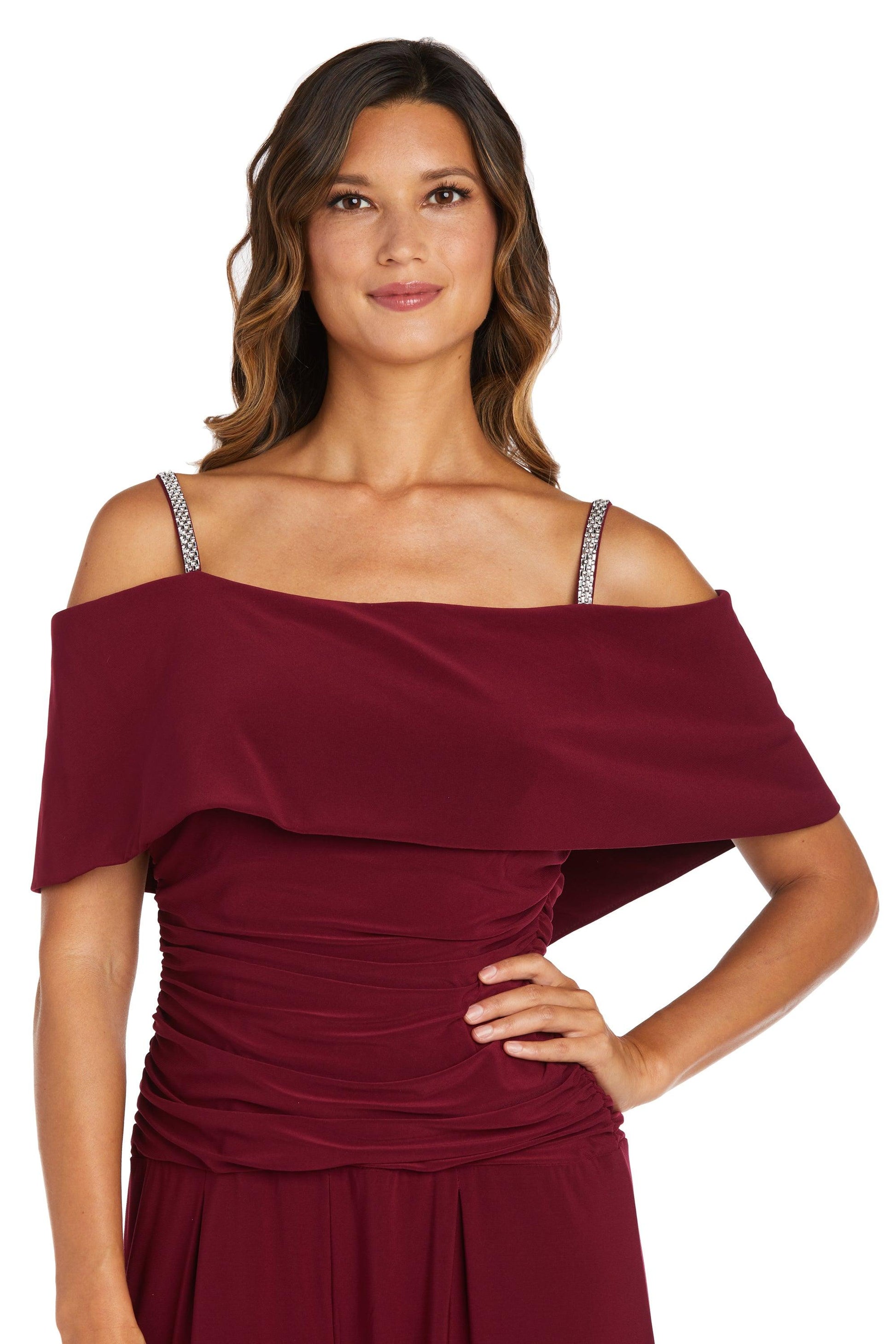 R&M Richards Petite Off Shoulder Jumpsuit Sale - The Dress Outlet