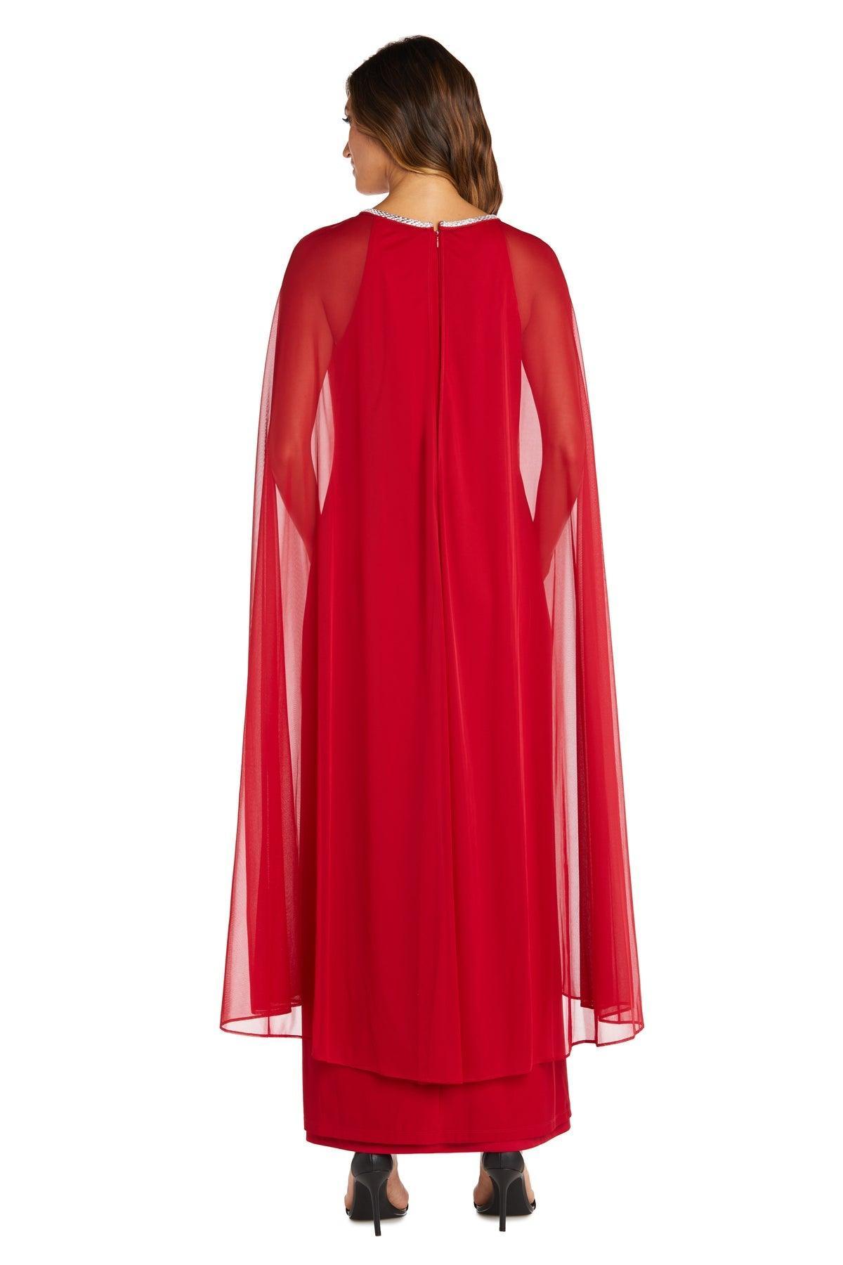 R&M Richards Plus Size Long Formal Cape Gown 2487W Sale - The Dress Outlet