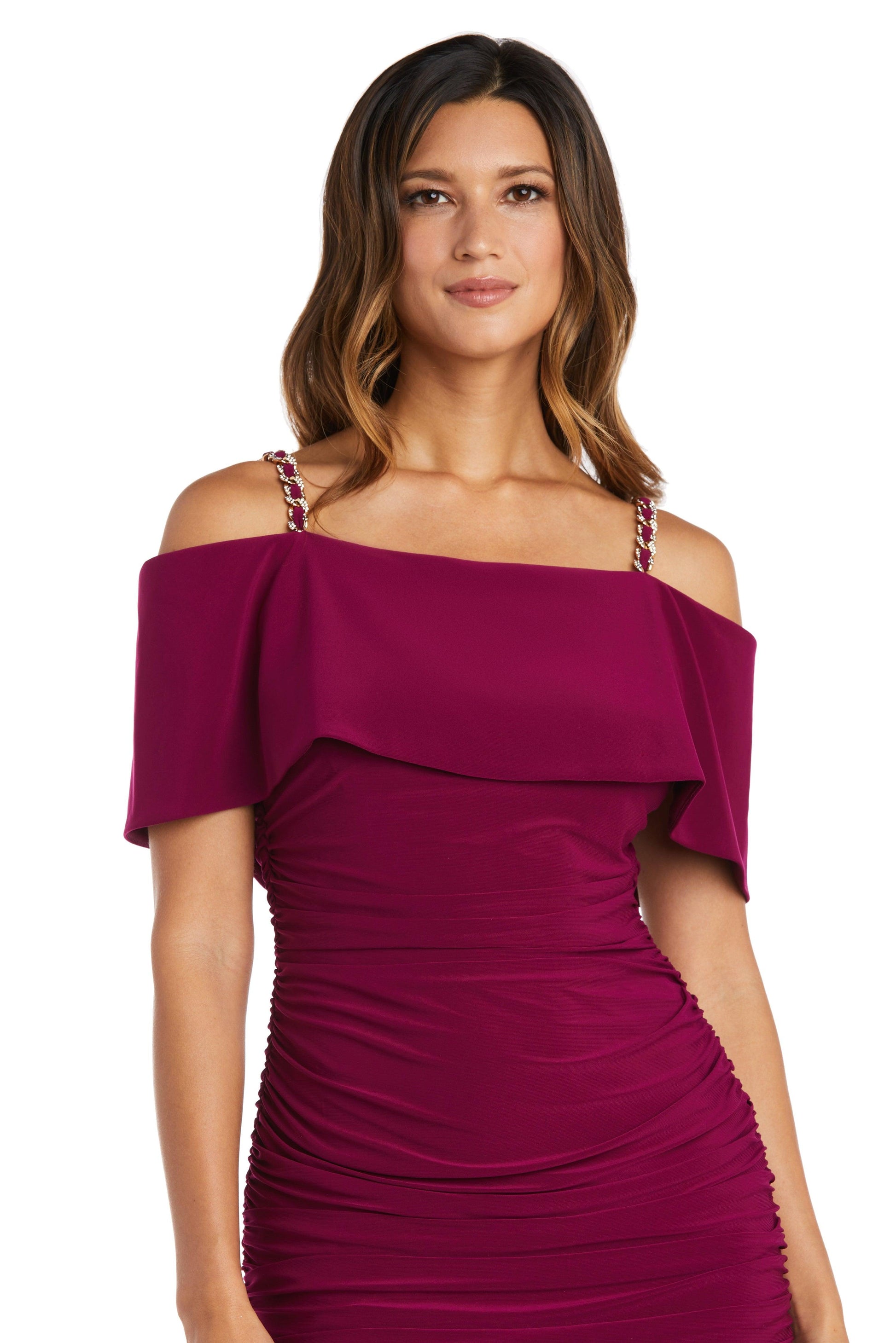 R&M Richards Short Off Shoulder Dress 9377 - The Dress Outlet