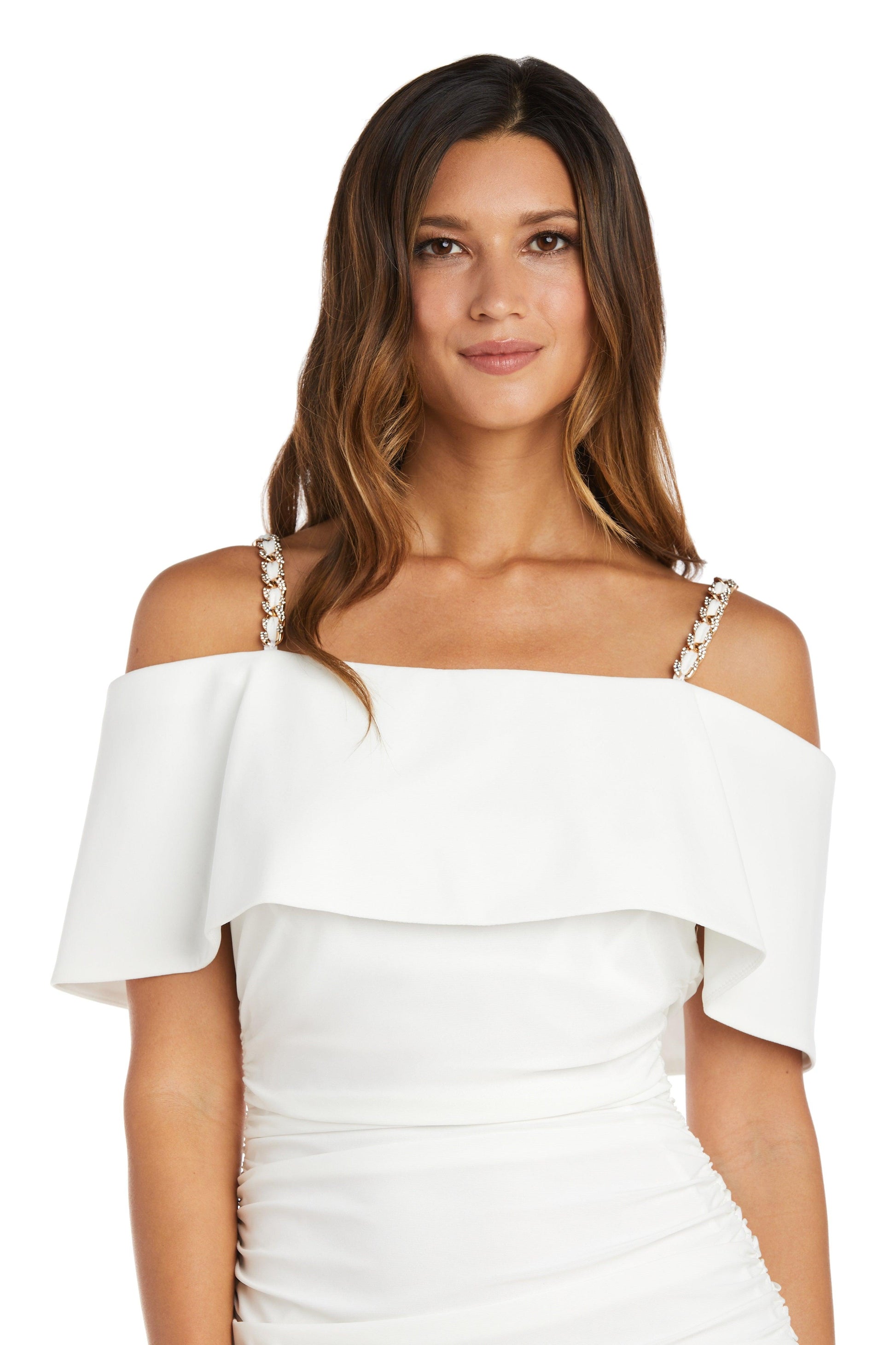 R&M Richards Short Off Shoulder Dress 9377 - The Dress Outlet