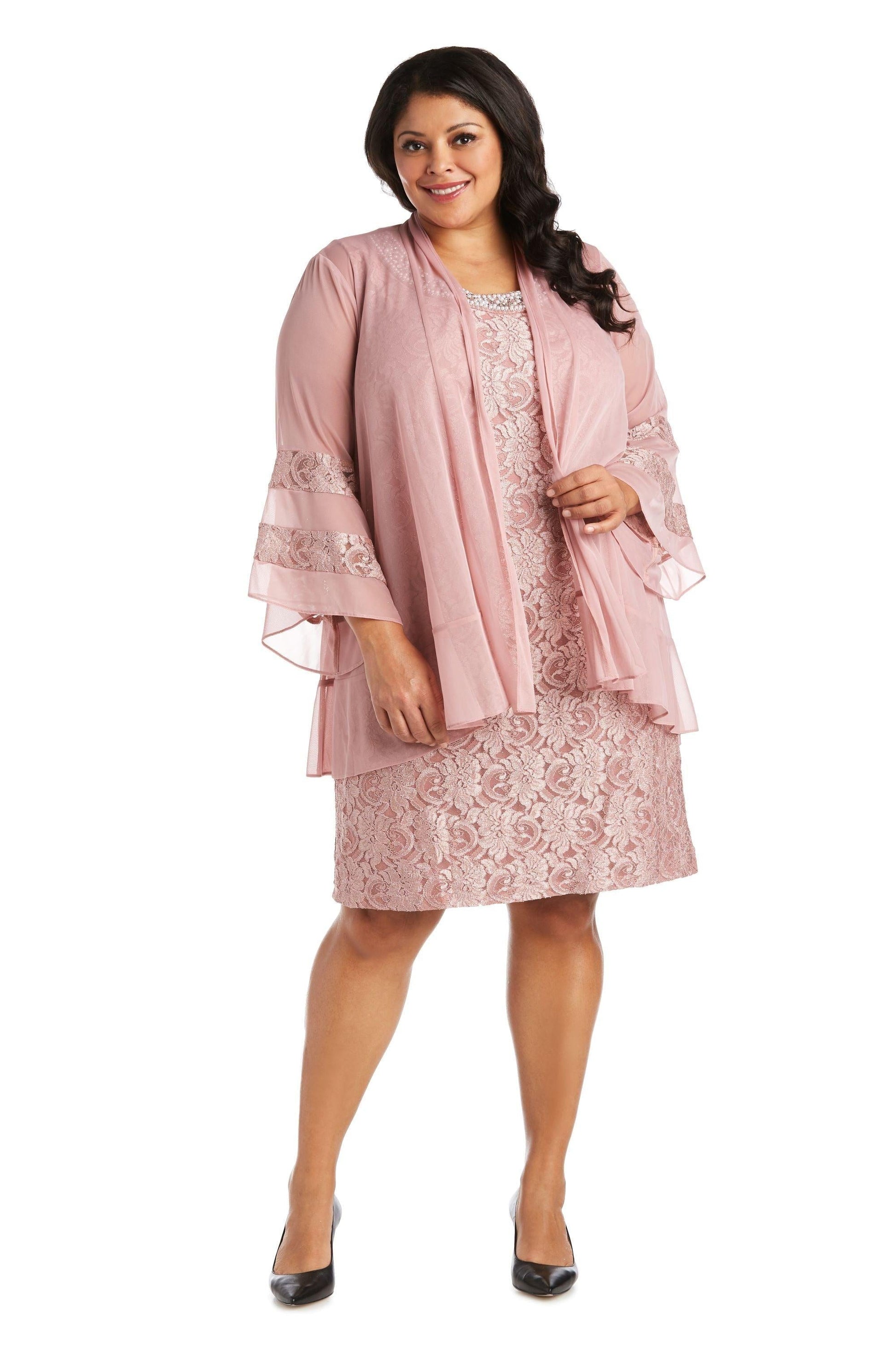 R&M Richards Short Plus Size Mother of the Bride Dress 2421W - The Dress Outlet