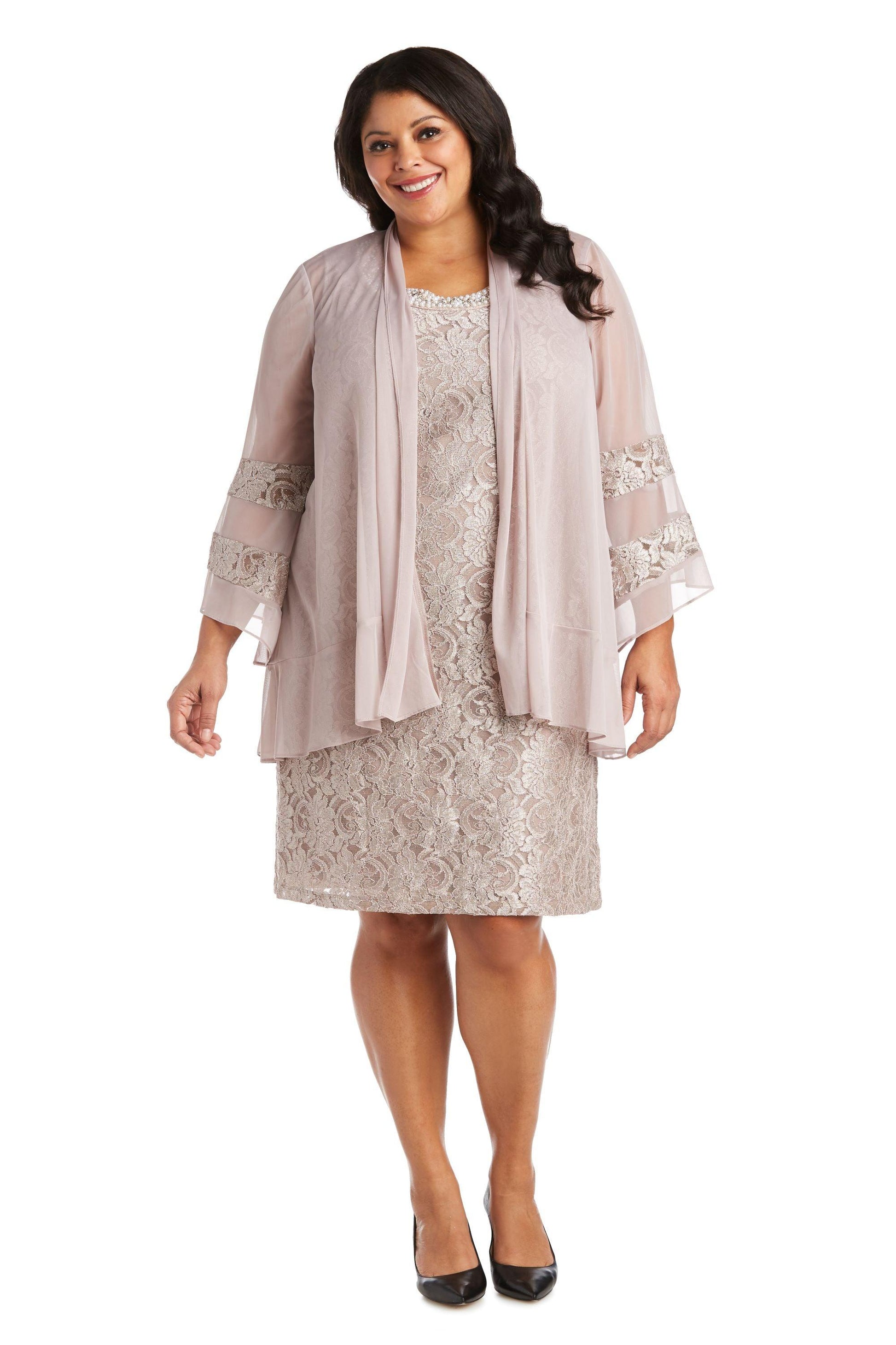R&M Richards Short Plus Size Mother of the Bride Dress 2421W - The Dress Outlet
