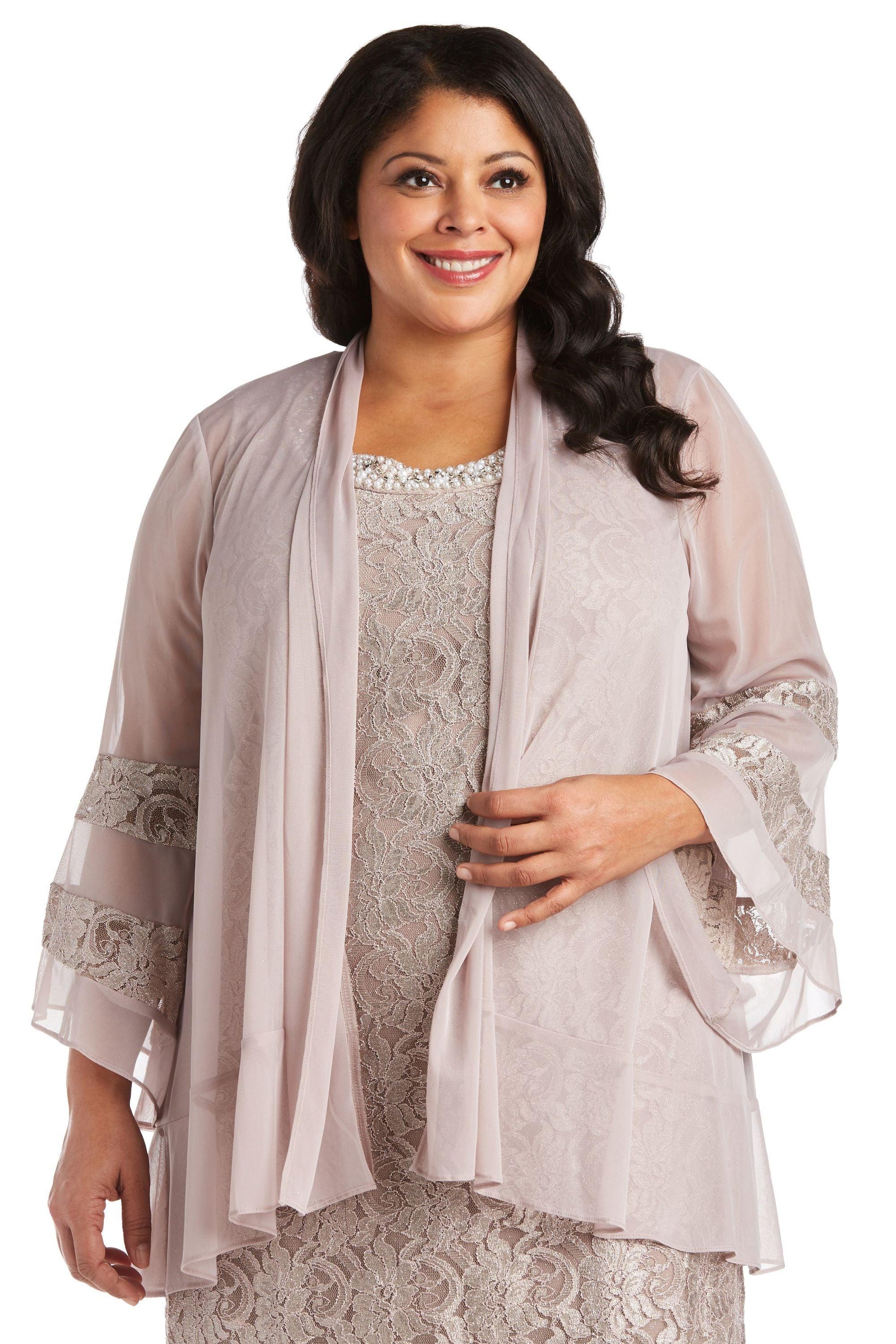 R&M Richards Short Plus Size Mother of the Bride Dress 2421W - The Dress Outlet