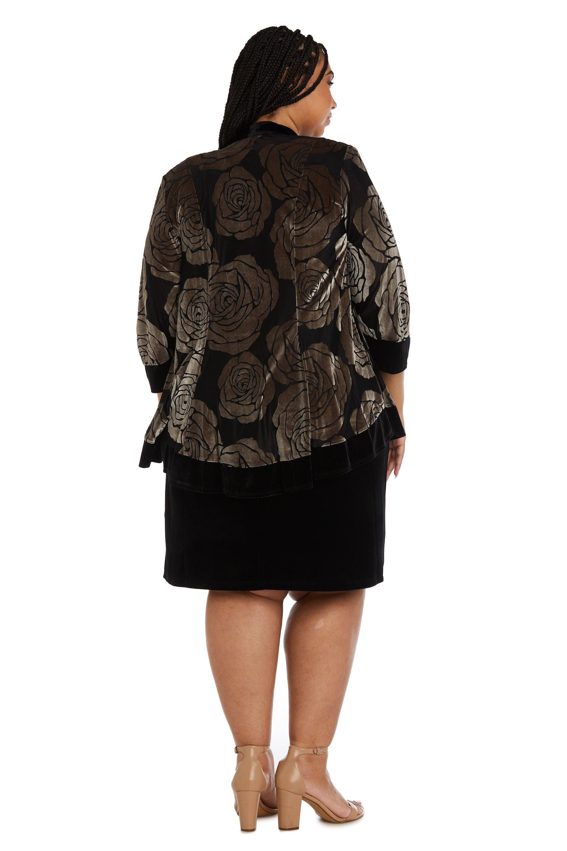 R&M Richards Short Plus Size Velvet Dress 9027W - The Dress Outlet