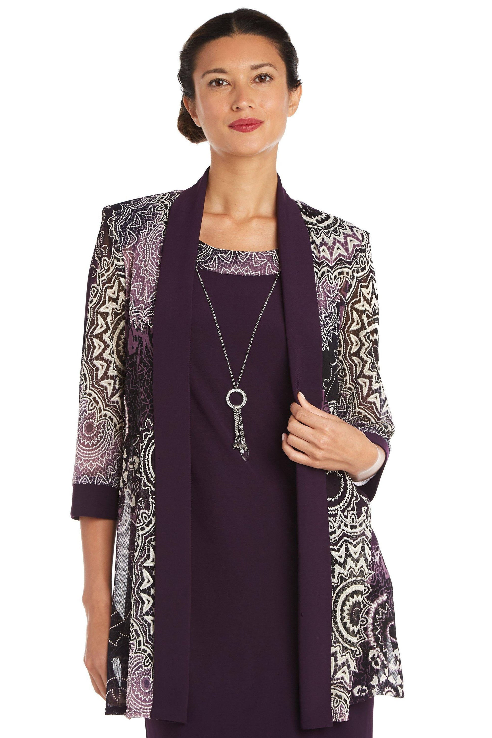 R&M Richards Short Print Jacket Cocktail Dress 7883 - The Dress Outlet