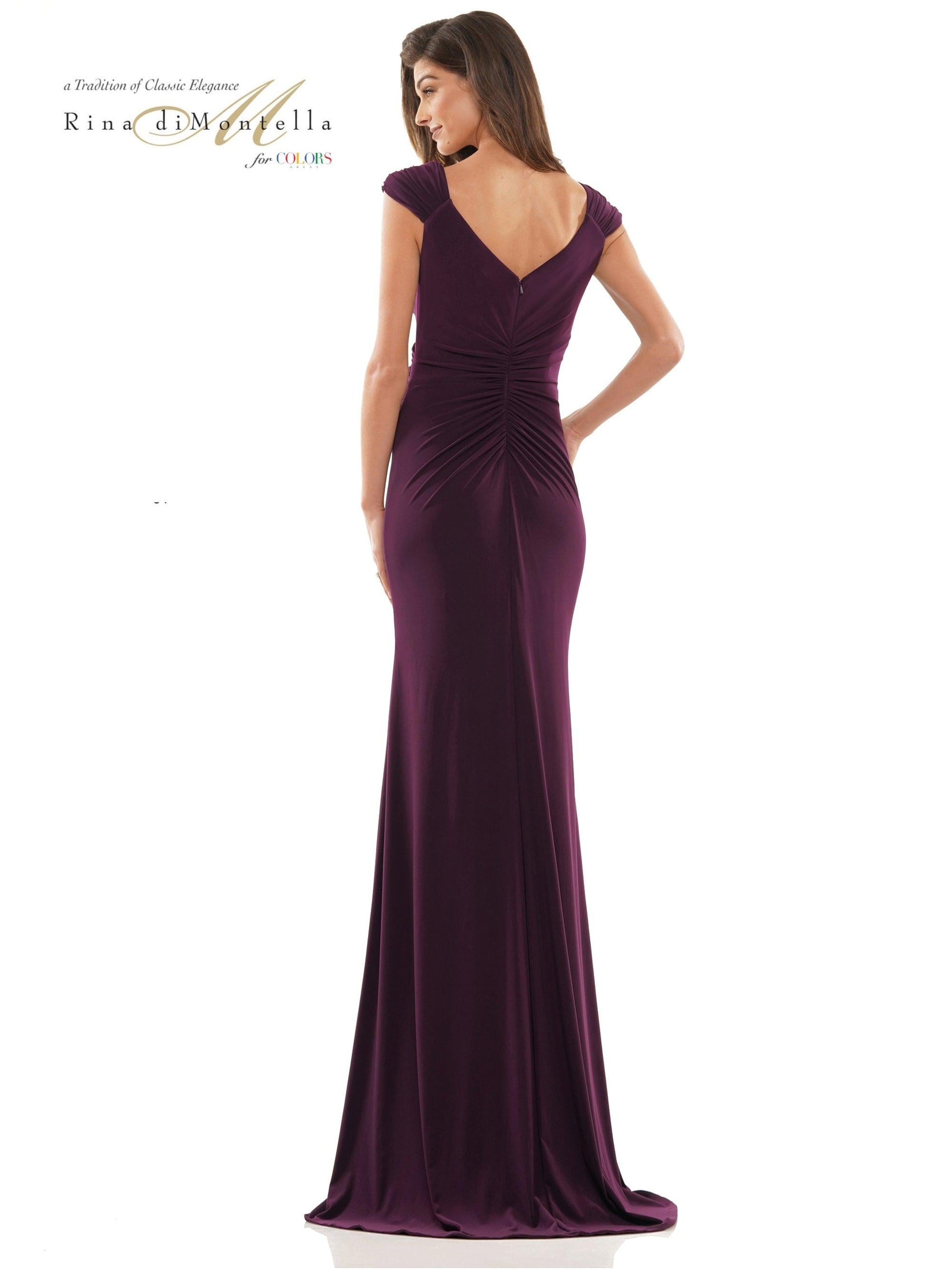 Rina di Montella Long Cap Sleeve Formal Dress 2824 - The Dress Outlet