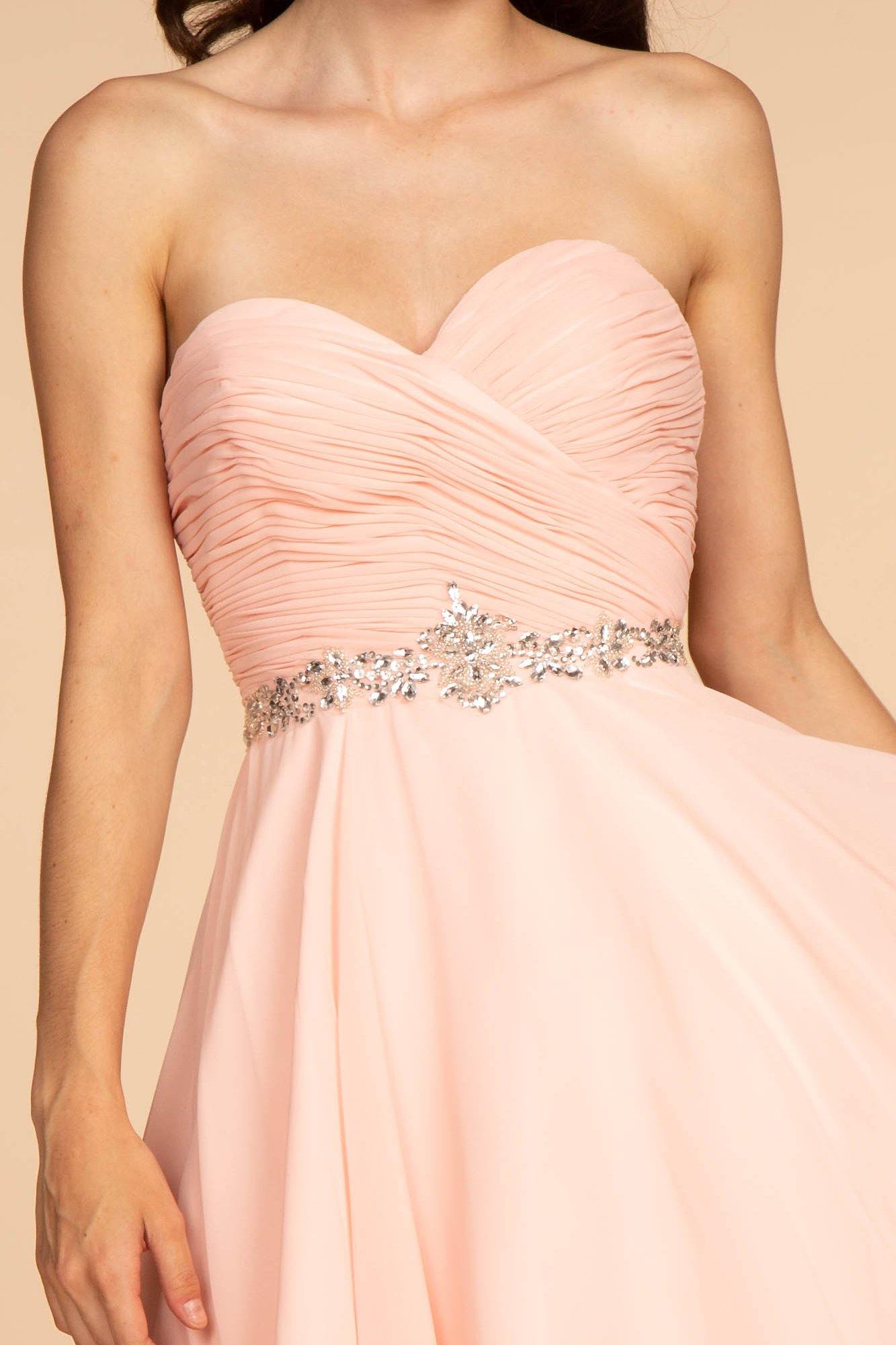 Ruched Strapless Sweetheart Chiffon Short Dress - The Dress Outlet Elizabeth K