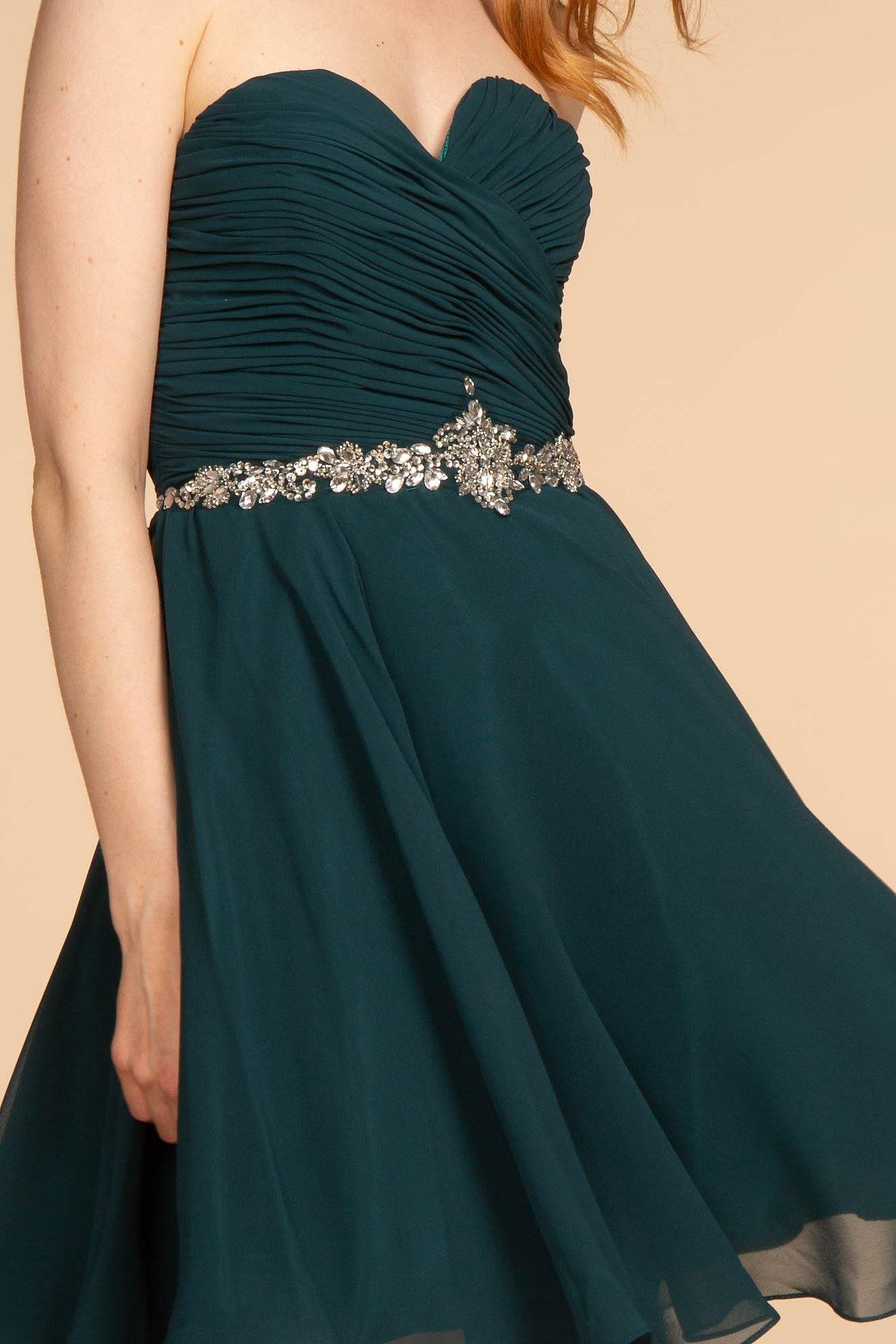 Ruched Strapless Sweetheart Chiffon Short Dress - The Dress Outlet Elizabeth K