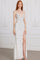 Prom Dresses Fitted Evening Long Formal Sequin Prom Dress Ivory Silver