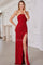 Prom Dresses Prom Long Fitted Slit Formal Beaded Evening Dress Red
