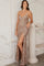 Prom Dresses Fitted Prom Sequin Long Formal Evening Dress Rose Gold