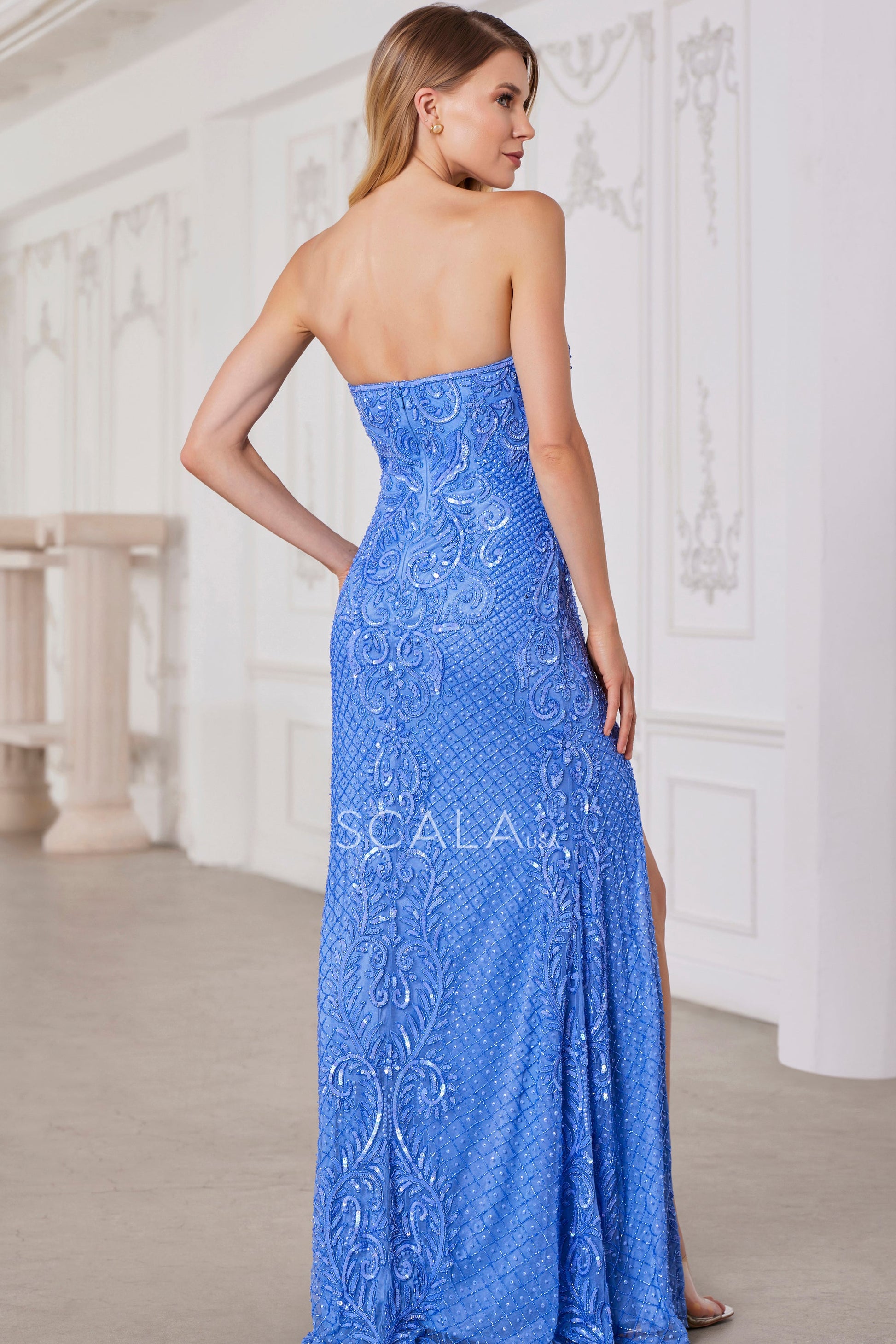 Prom Dresses Long Fitted Formal Beaded Prom Evening Dress Periwinkle