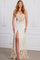 Prom DressesProm Long Fitted Slit Sequin Evening Formal Dress Ivory Gold