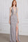 Prom Dresses Prom Beaded Long Formal Slit Evening Dress Silver