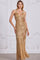 Prom Dresses Prom Long Fitted Slit Sequined Formal Dress Gold
