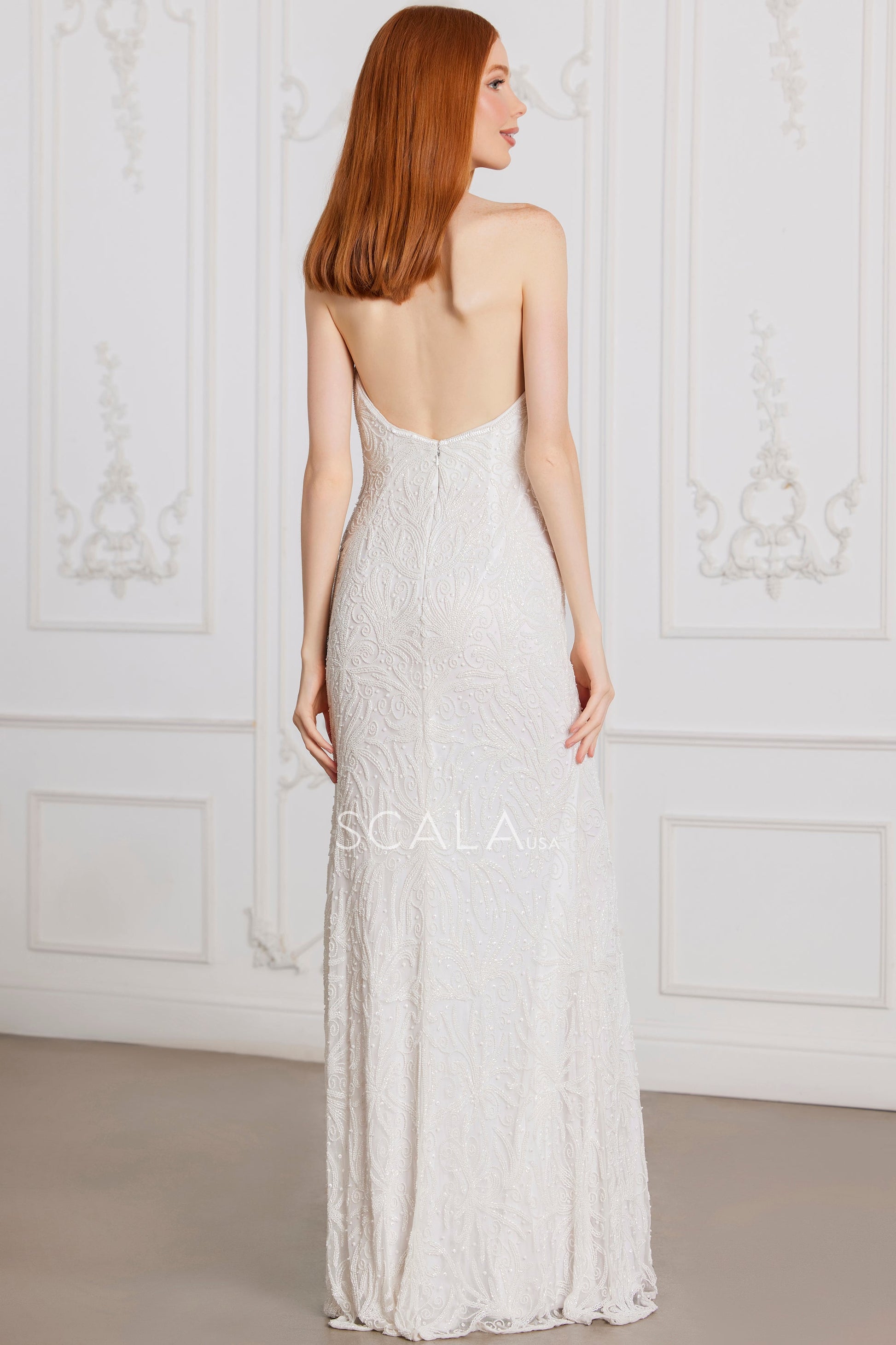 Wedding Dresses Long Fitted Bridal Gown Beaded Wedding Dress Ivory