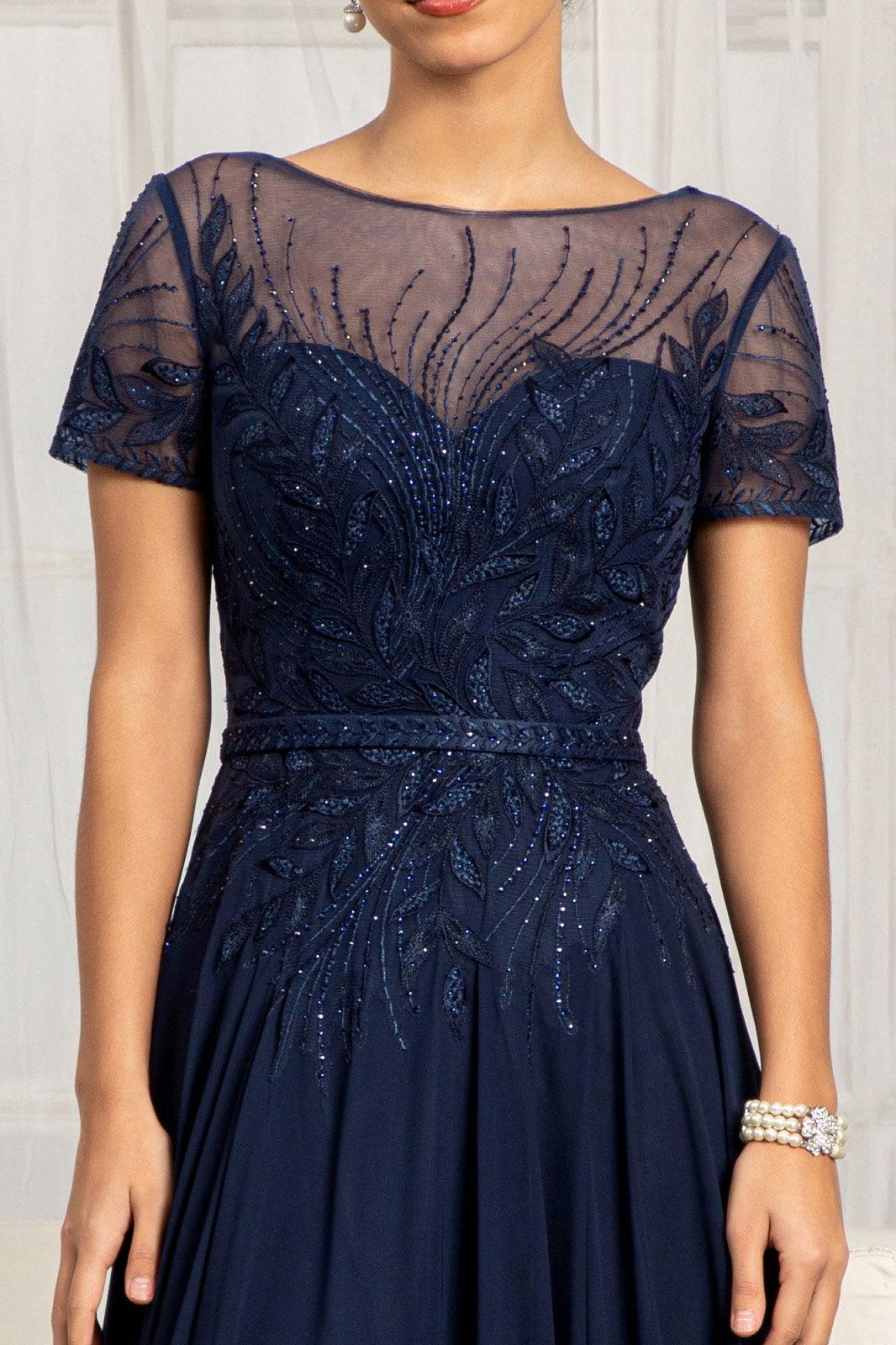 Short Sleeves Mother of the Bride Long Dress - The Dress Outlet