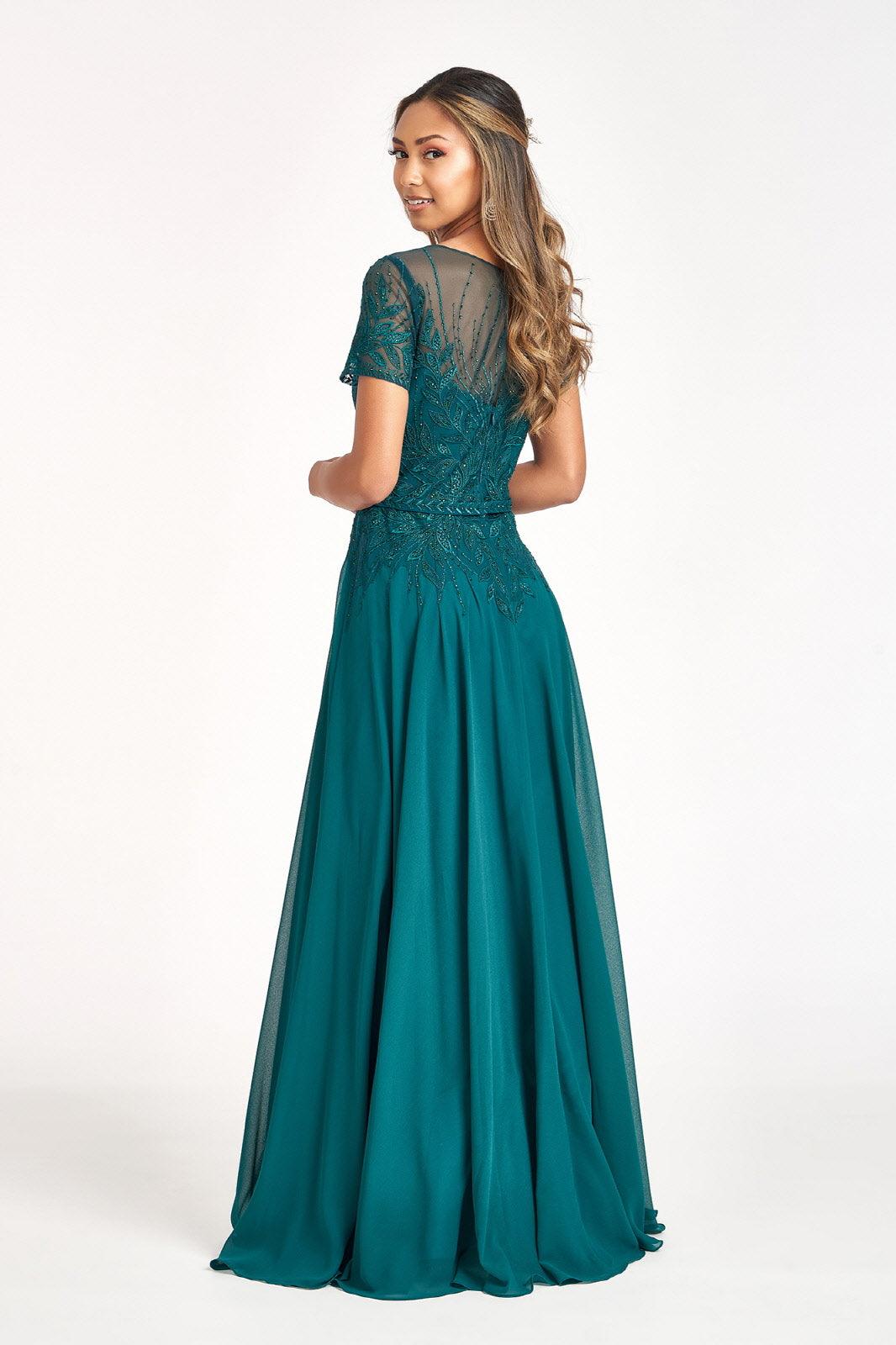 Short Sleeves Mother of the Bride Long Dress - The Dress Outlet