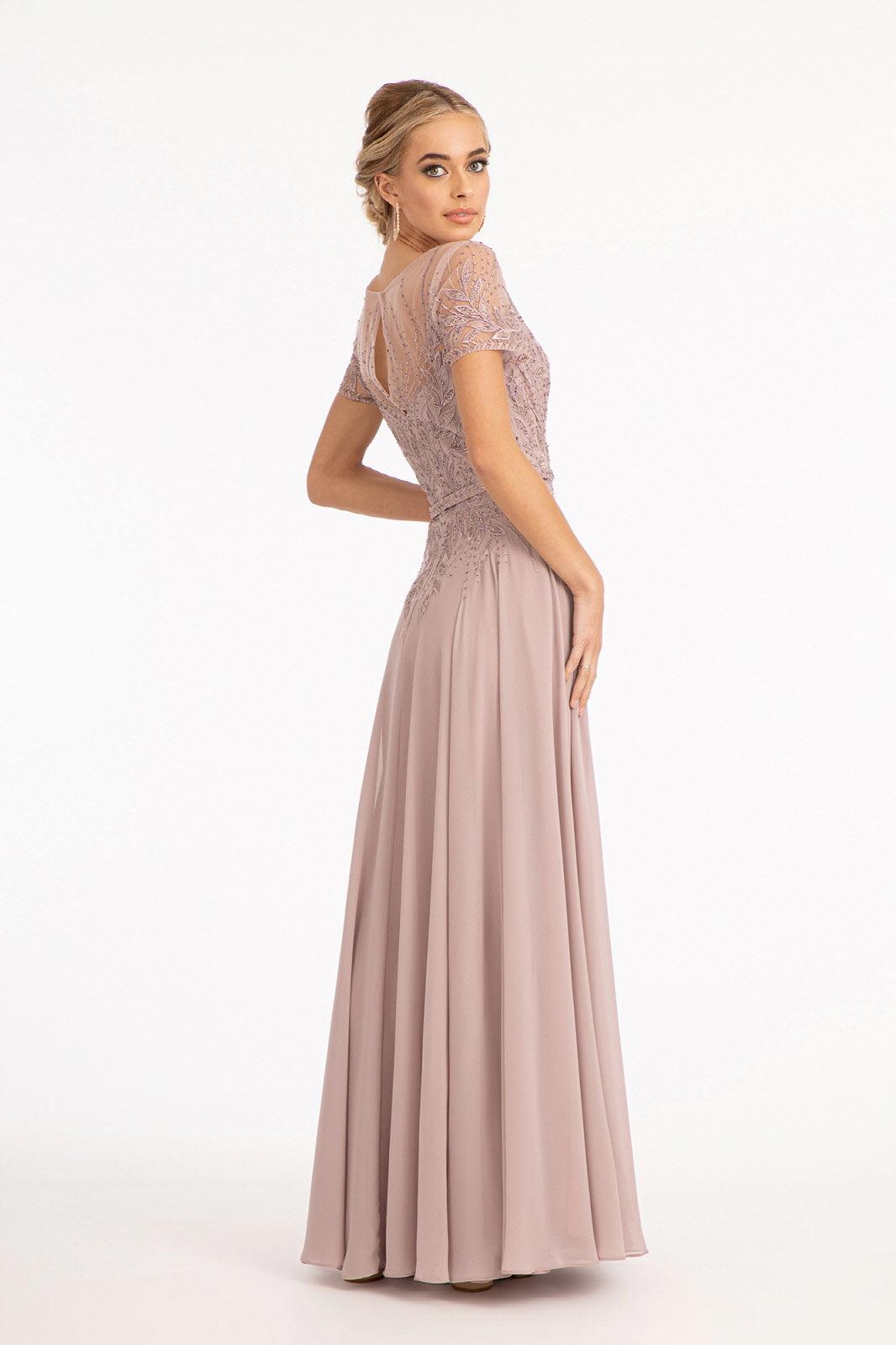 Short Sleeves Mother of the Bride Long Dress - The Dress Outlet