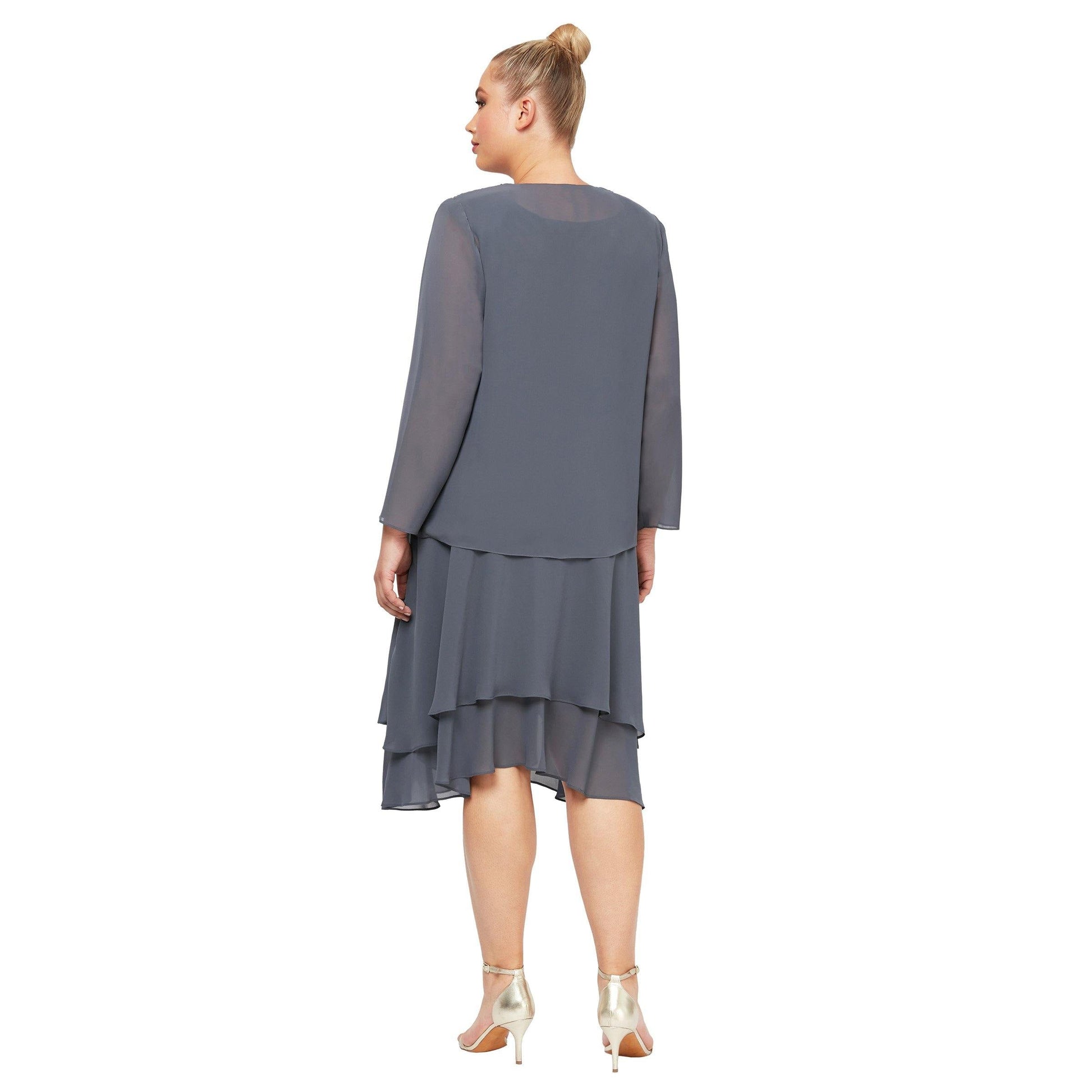 SL Fashions High Low Plus Size Jacket Dress 616184 - The Dress Outlet