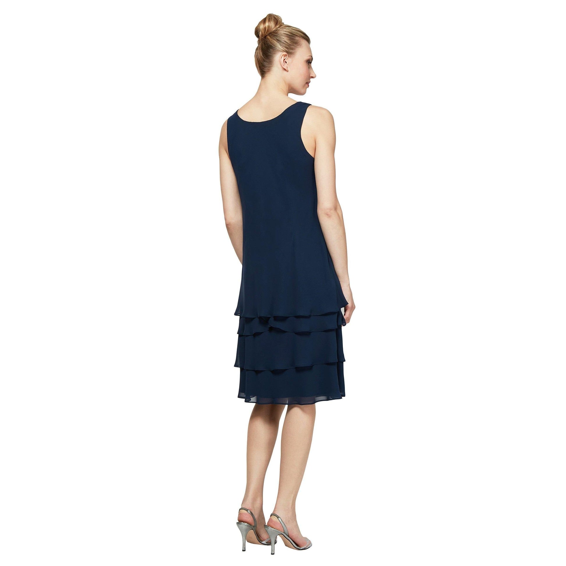 SL Fashions Short Beaded Tiered Jacket Dress 122372 - The Dress Outlet