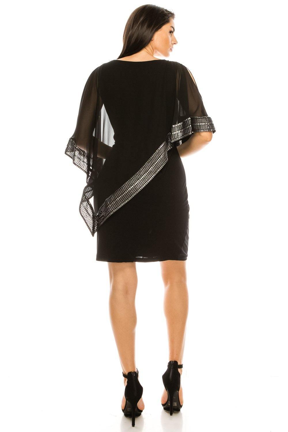 SL Fashions Short Cocktail Chiffon Cape Dress 111176 Sale - The Dress Outlet