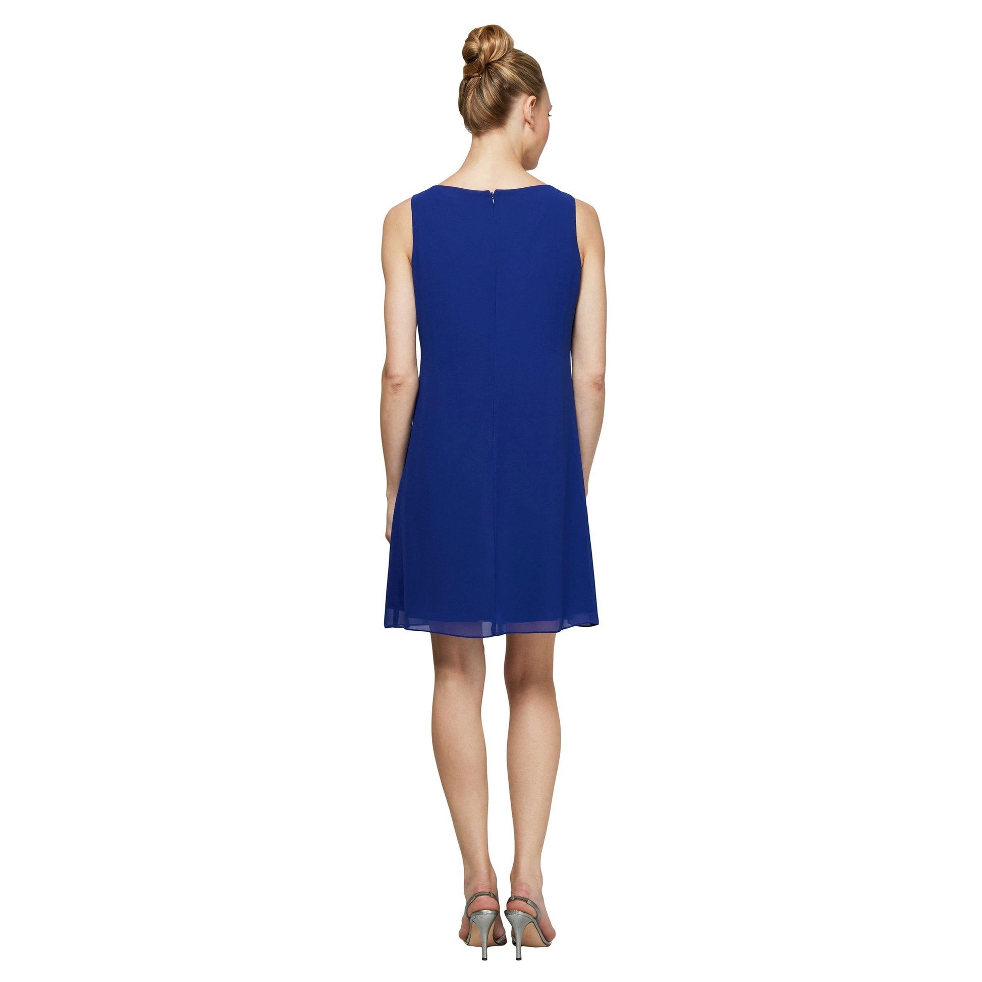 SL Fashions Short Sleeveless Chiffon Dress 112806 - The Dress Outlet