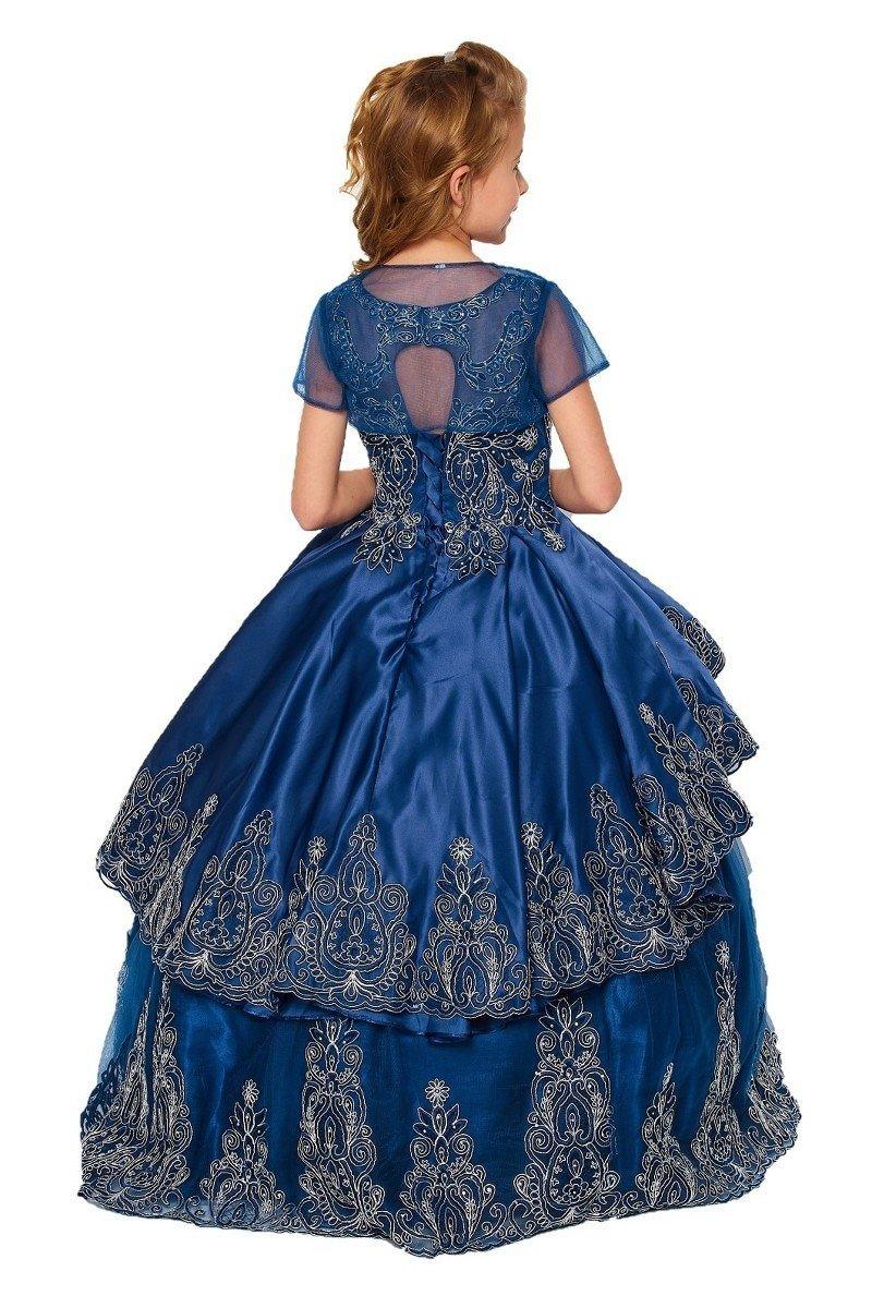 Sleeveless A-line Long Flower Girls Dress - The Dress Outlet