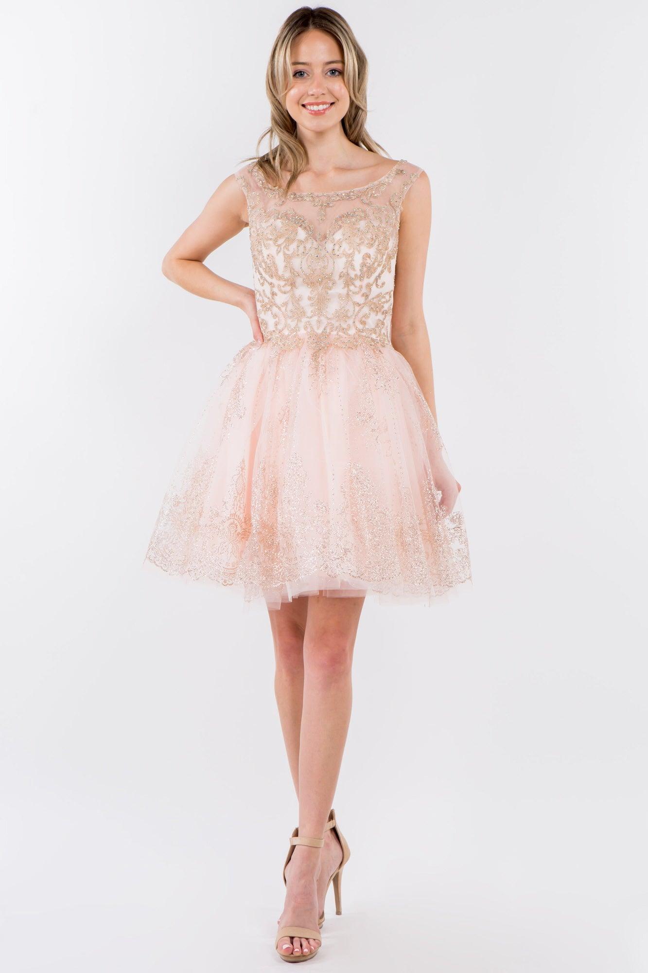 Sleeveless Glitter Short A Line Dress Sale - The Dress Outlet