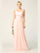 Sleeveless Long Bridesmaids Mesh Dress - The Dress Outlet